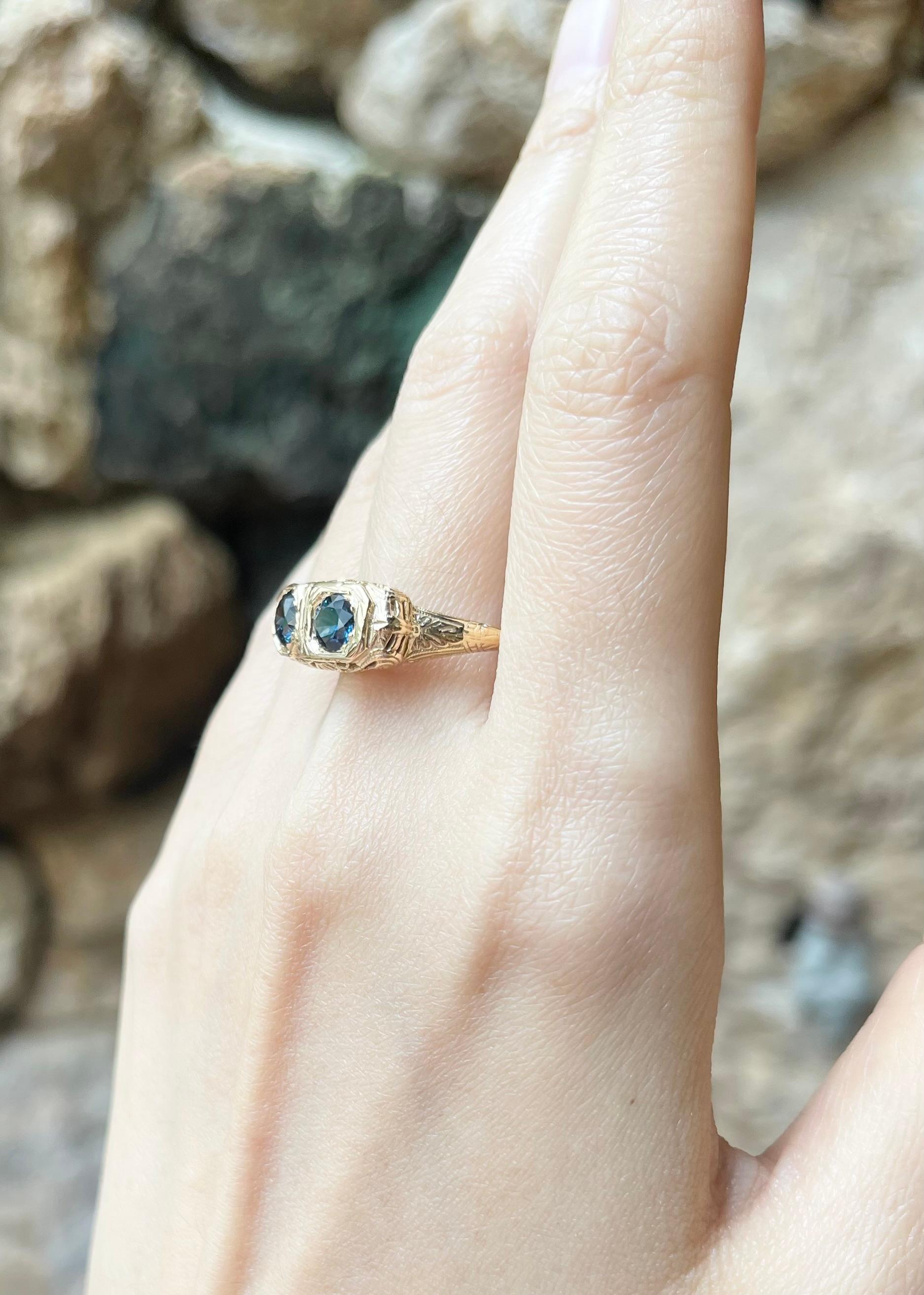 Blue Sapphire Ring set in 14K Gold Settings In New Condition For Sale In Bangkok, TH