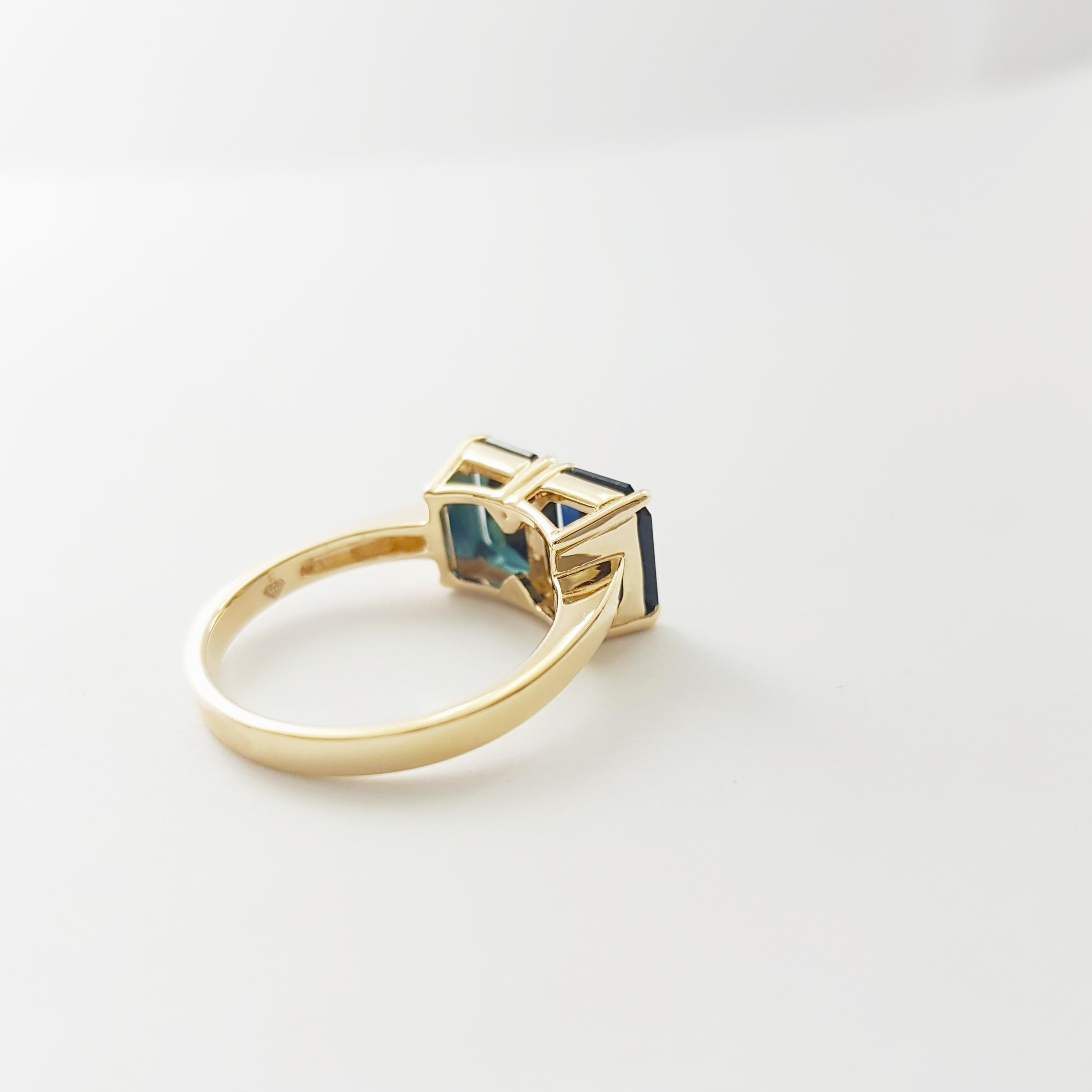 Bague en saphir bleu sertie dans de l'or 14K en vente 2