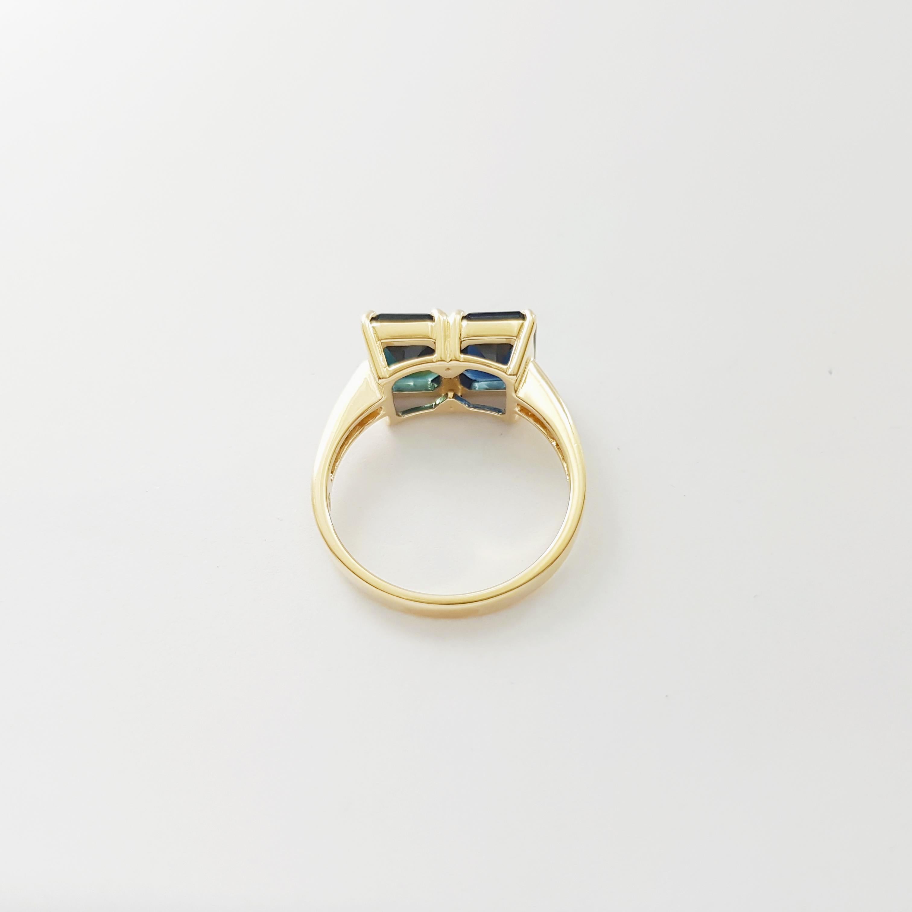 Bague en saphir bleu sertie dans de l'or 14K en vente 3