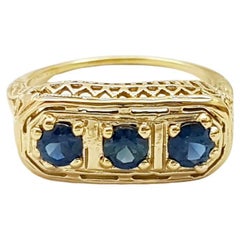 Blue Sapphire Ring set in 14K Gold Settings