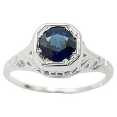 Blue Sapphire Ring set in 14K White Gold Settings