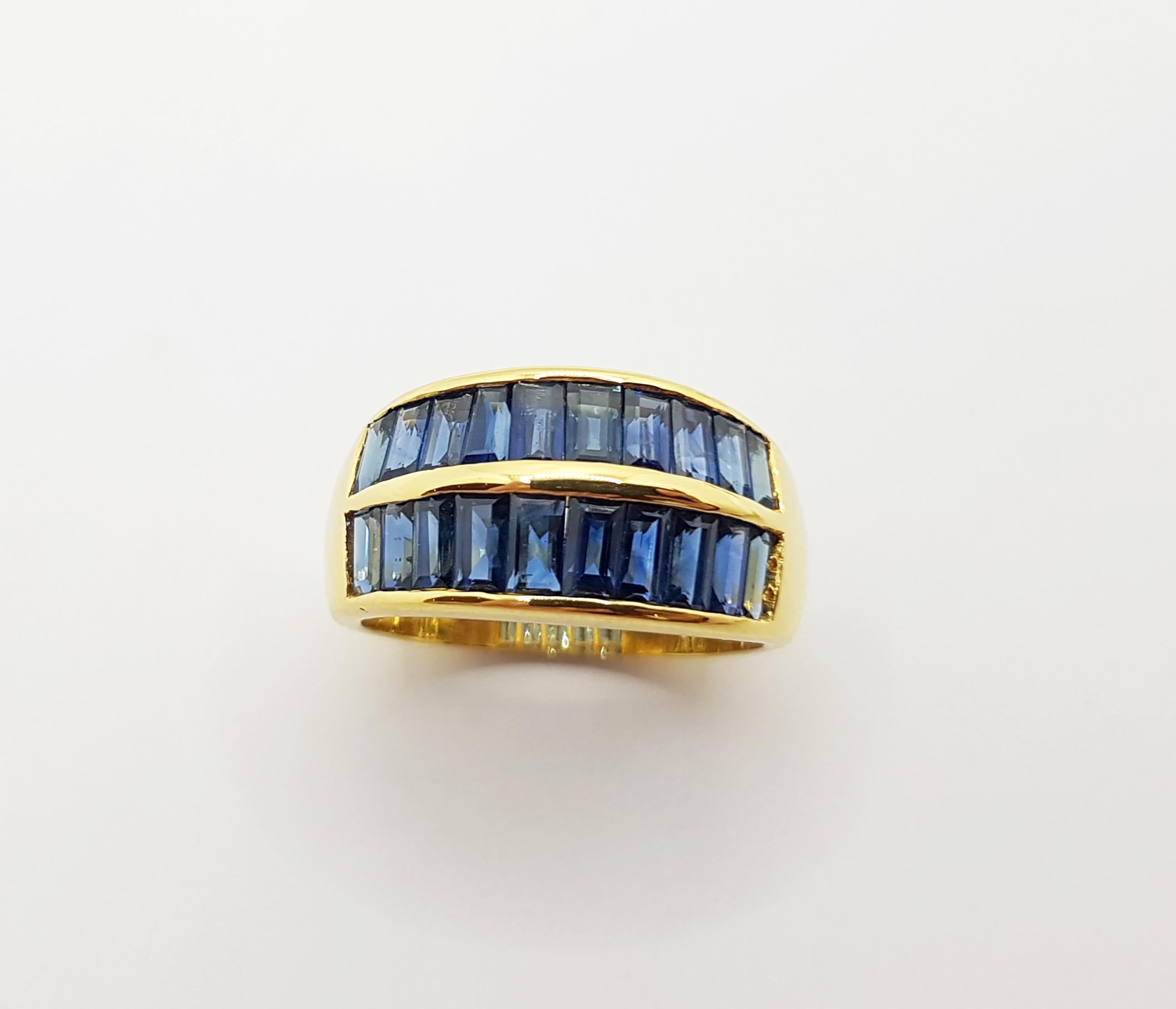 Bague en saphir bleu sertie d'or 18 carats en vente 4