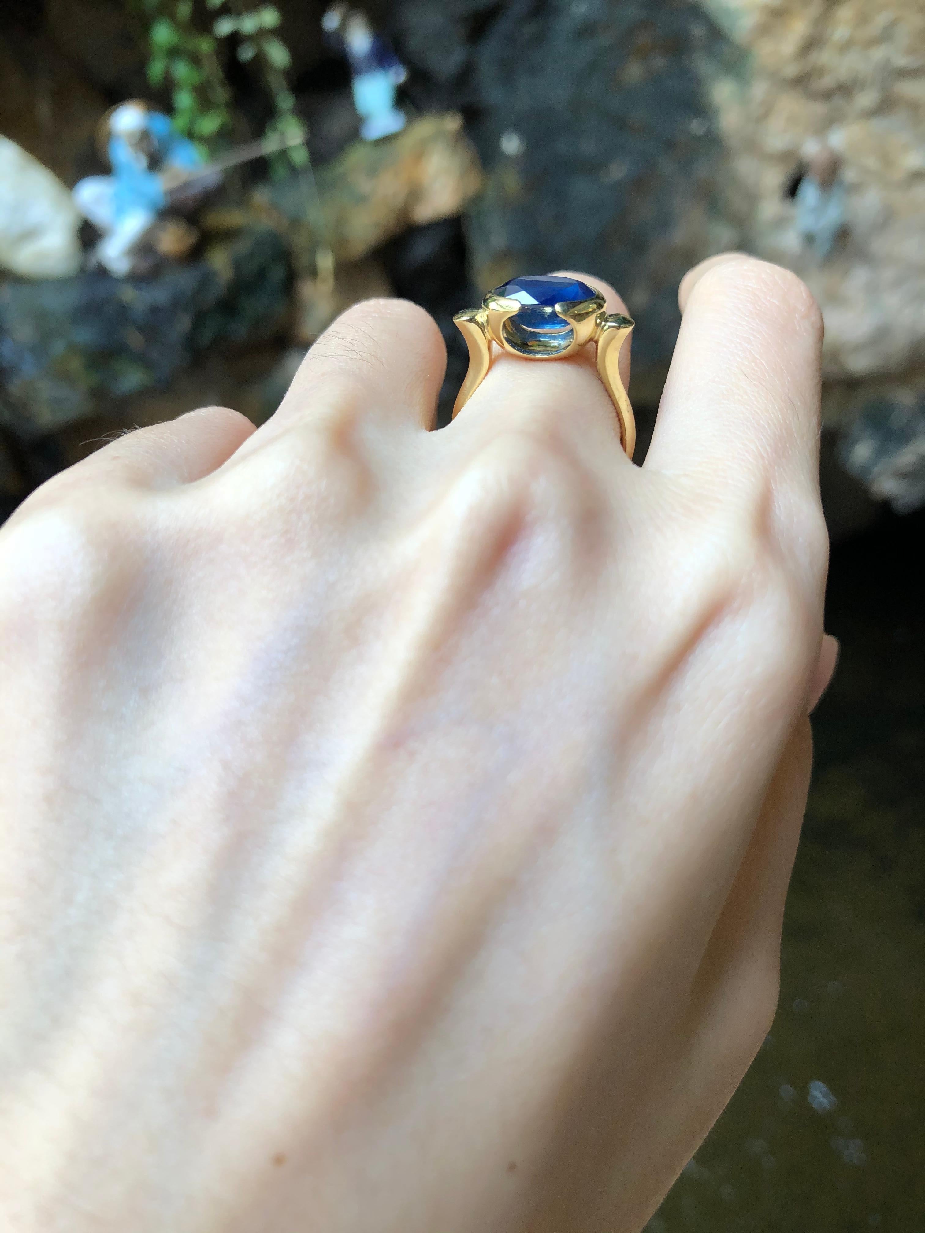 Blue Sapphire Ring Set in 18 Karat Gold Settings In New Condition For Sale In Bangkok, TH