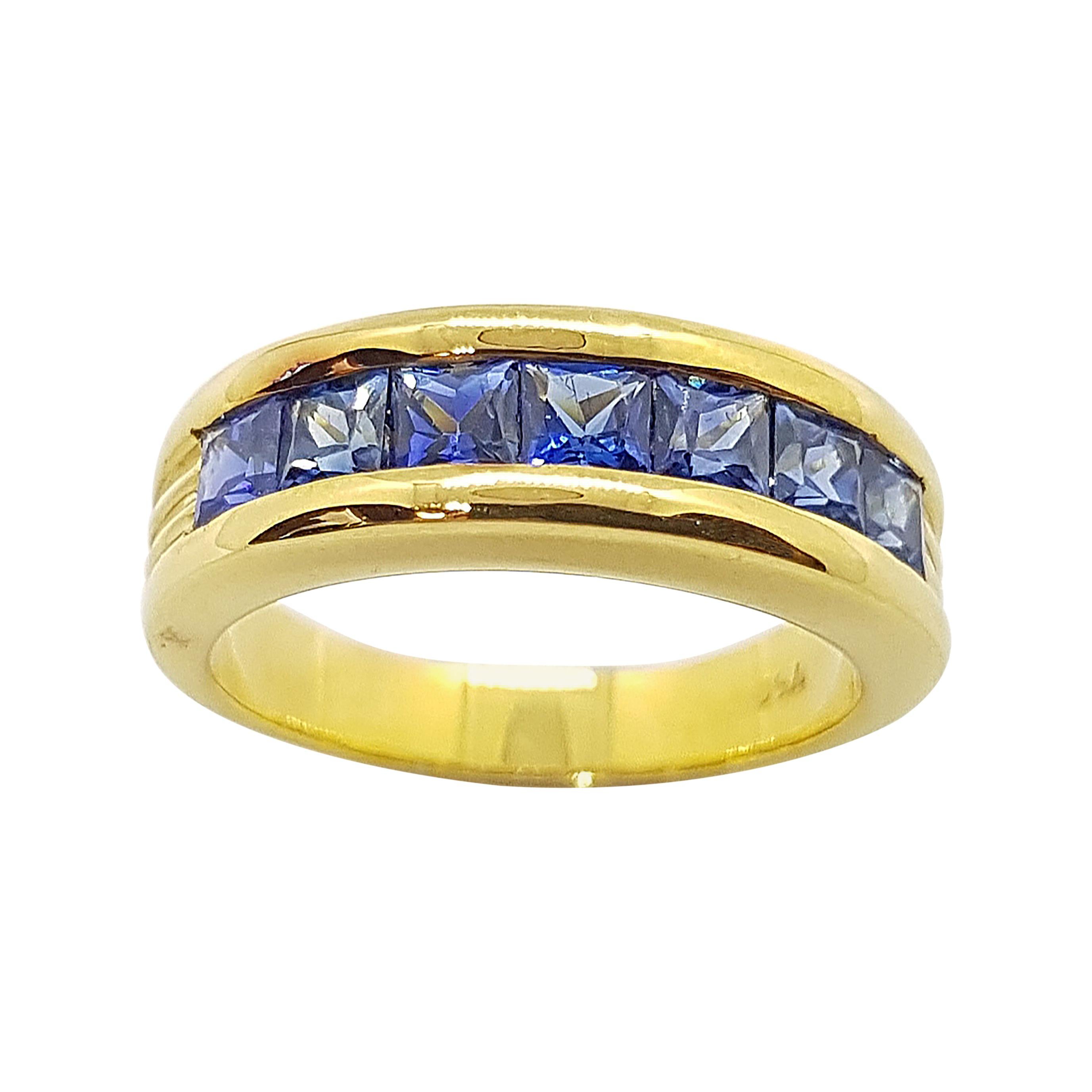 Blue Sapphire Ring Set in 18 Karat Gold Settings