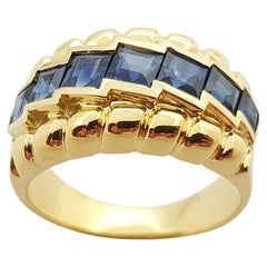 Bague en saphir bleu sertie d'or 18 carats