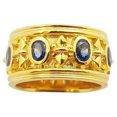 Blue Sapphire Ring Set in 18 Karat Gold Settings