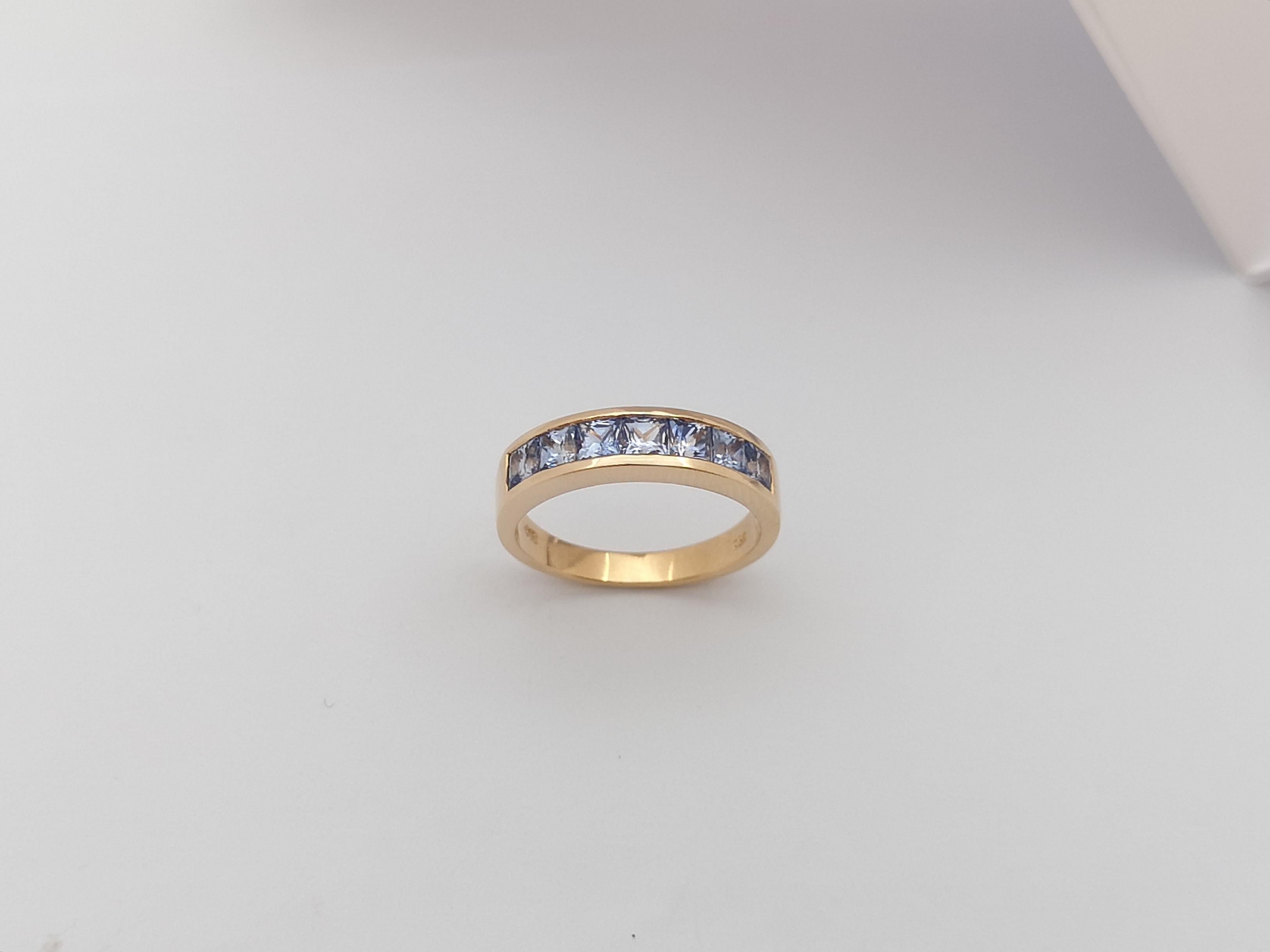 Blue Sapphire  Ring set in 18 Karat Rose Gold Settings  For Sale 6