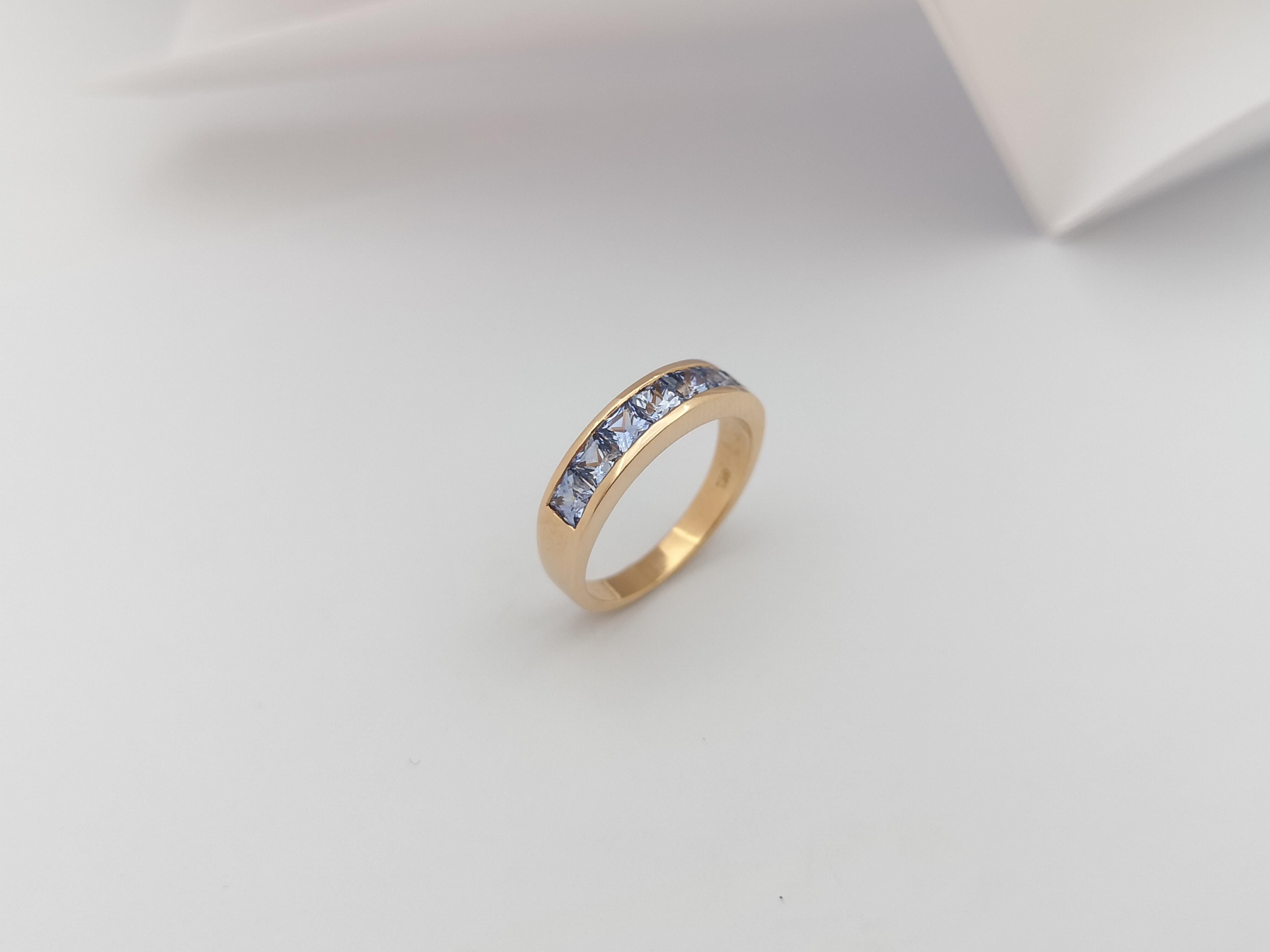 Blue Sapphire  Ring set in 18 Karat Rose Gold Settings  For Sale 7