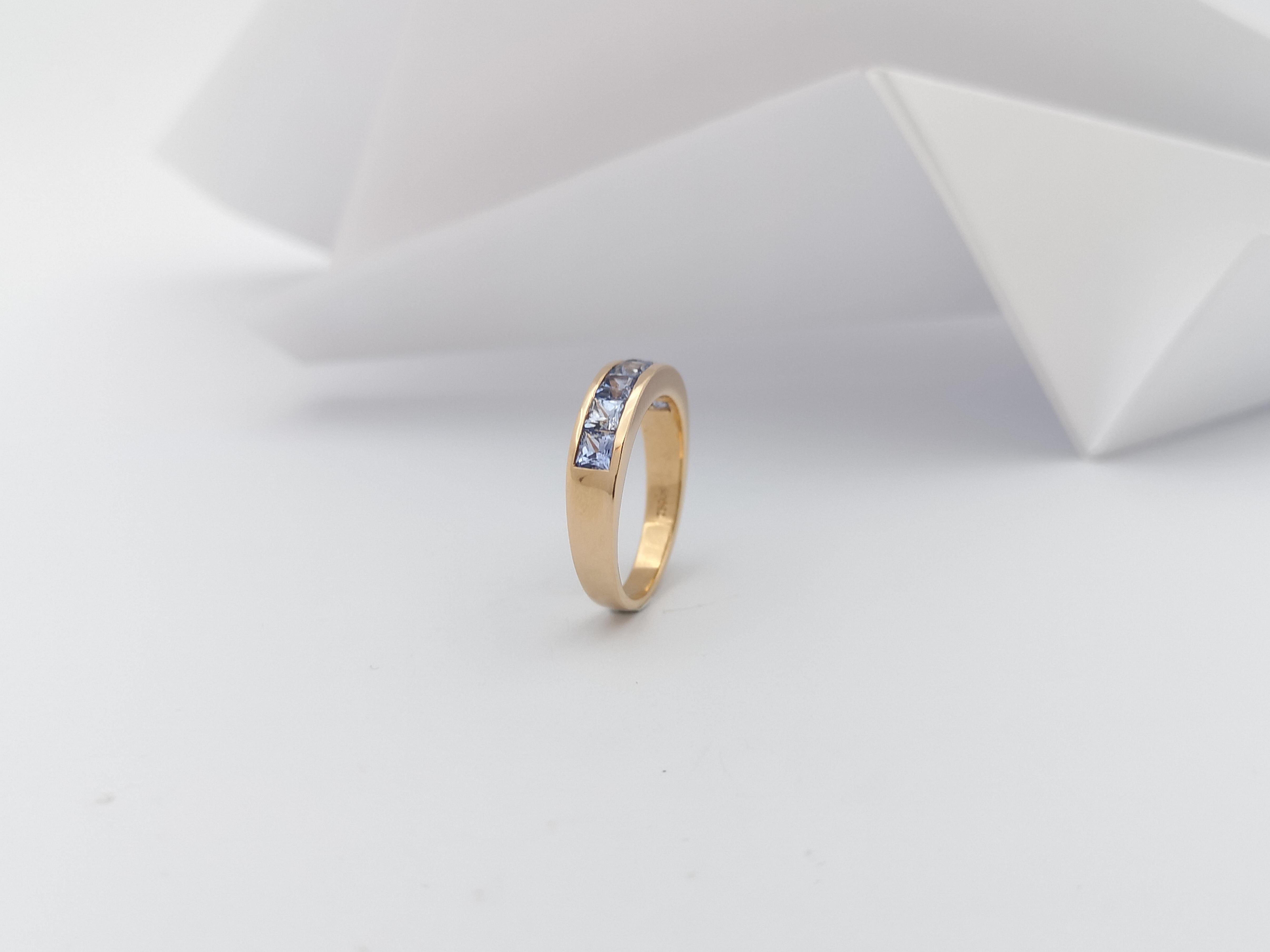 Blue Sapphire  Ring set in 18 Karat Rose Gold Settings  For Sale 8