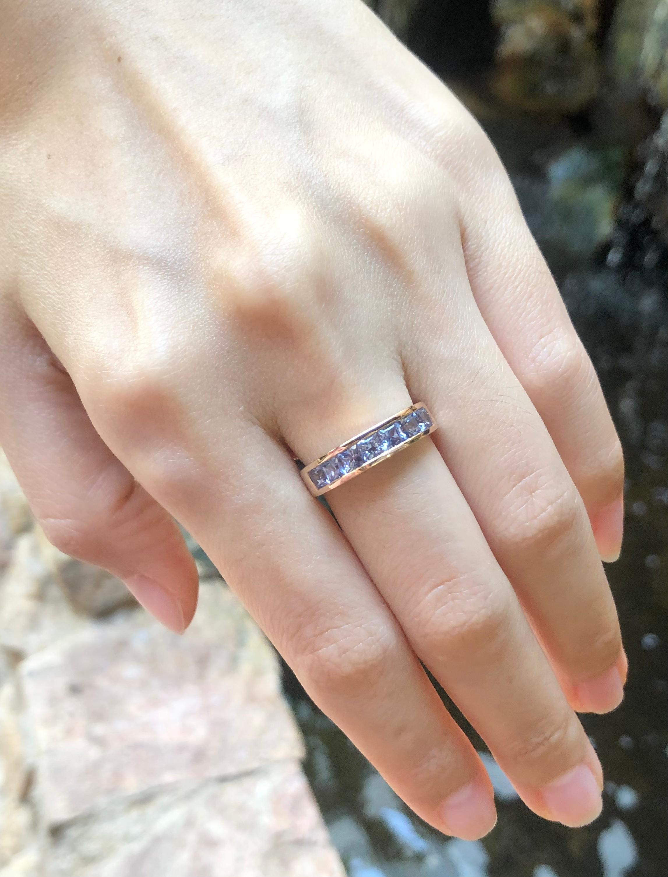 Blue Sapphire  Ring set in 18 Karat Rose Gold Settings  In New Condition For Sale In Bangkok, TH
