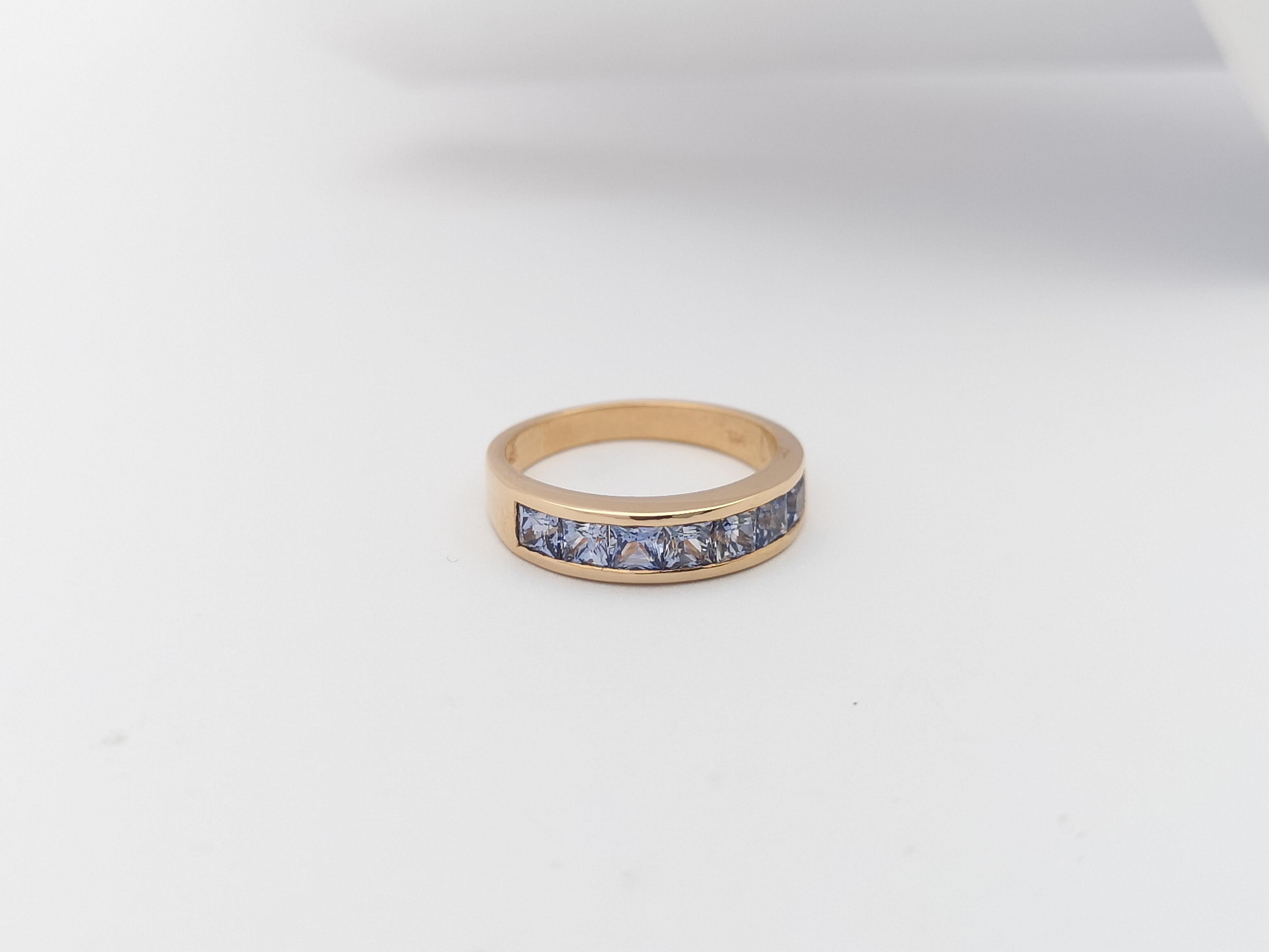 Blue Sapphire  Ring set in 18 Karat Rose Gold Settings  For Sale 1