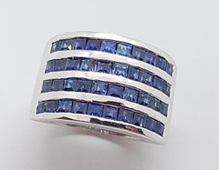 Blue Sapphire Ring Set in 18 Karat White Gold Settings
