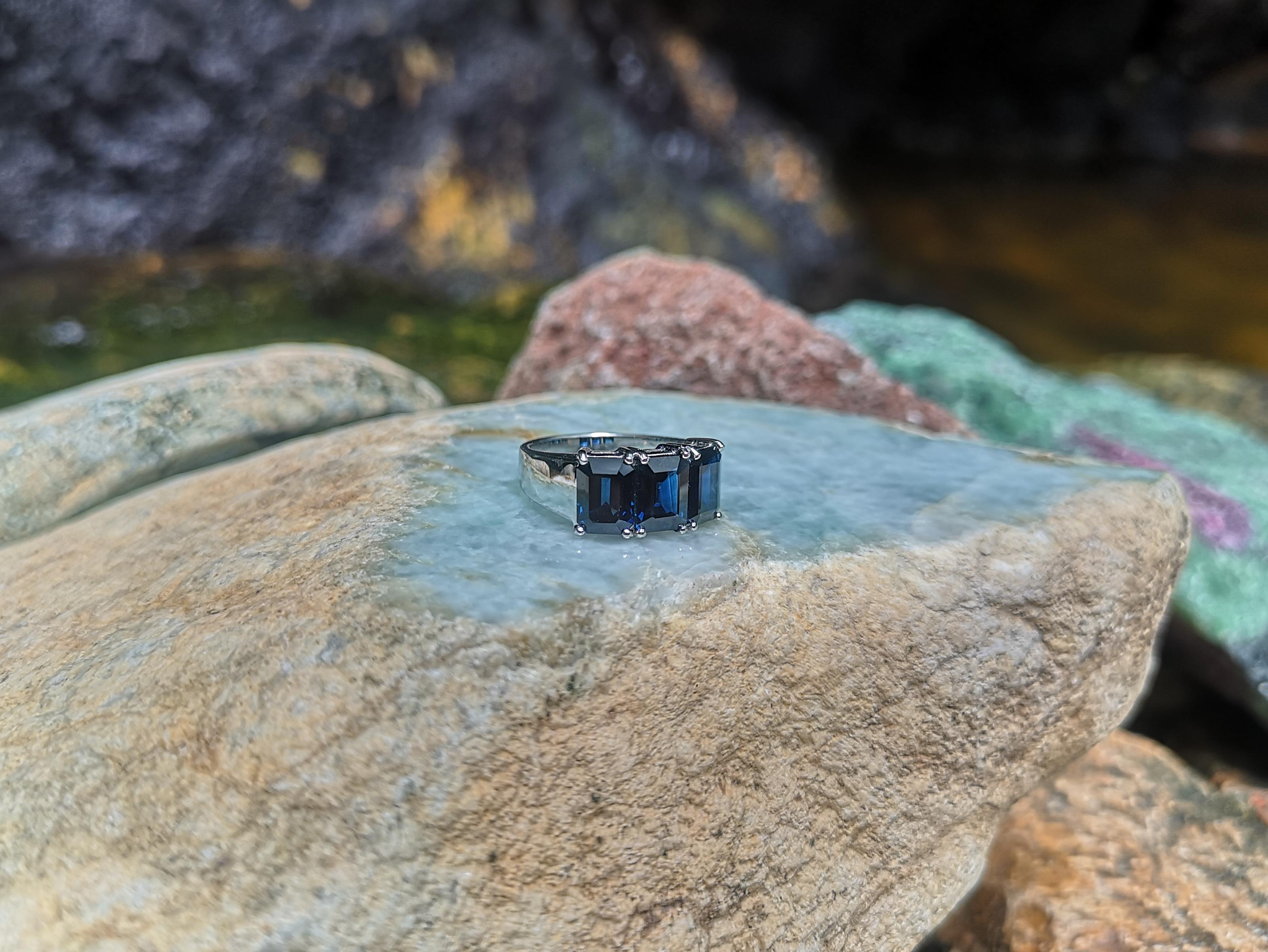 Blue Sapphire Ring Set in 18 Karat White Gold Settings 2