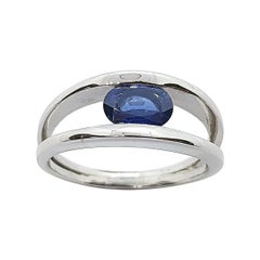 Blue Sapphire Ring Set in 18 Karat White Gold Settings