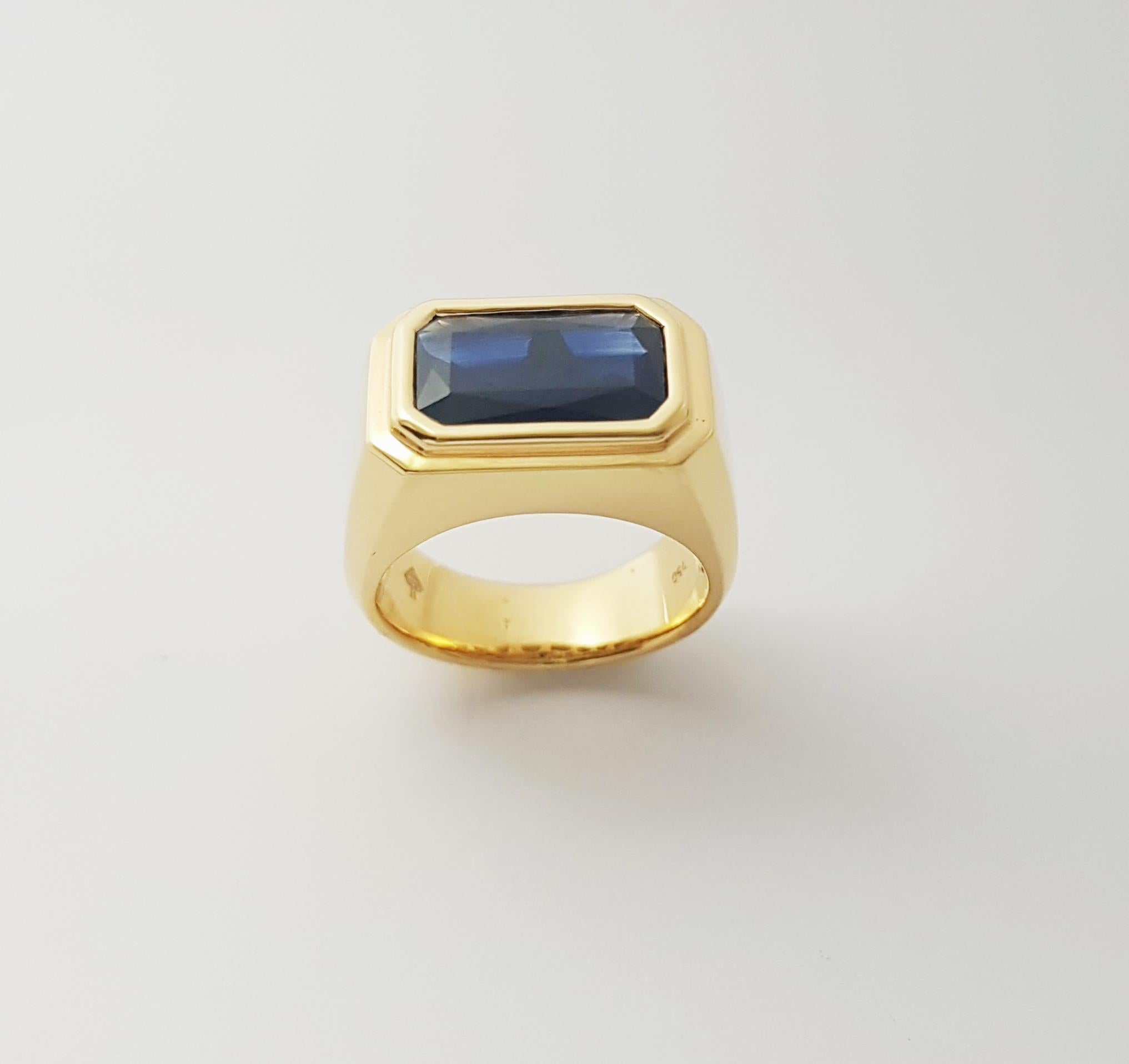 Ring mit blauem Saphir in 18 Karat Goldfassungen gefasst im Angebot 4