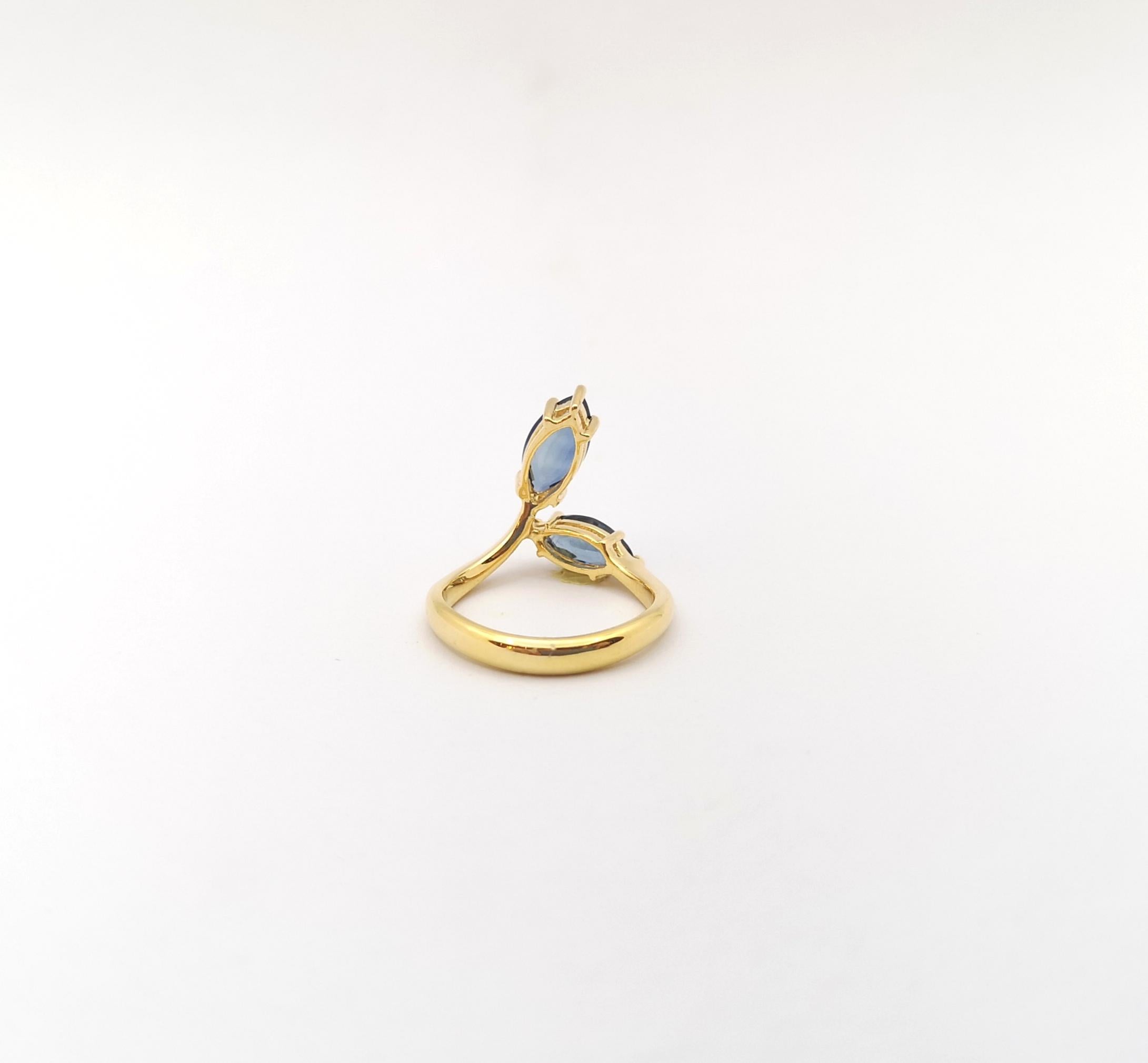 Ring mit blauem Saphir in 18 Karat Goldfassungen gefasst im Angebot 5
