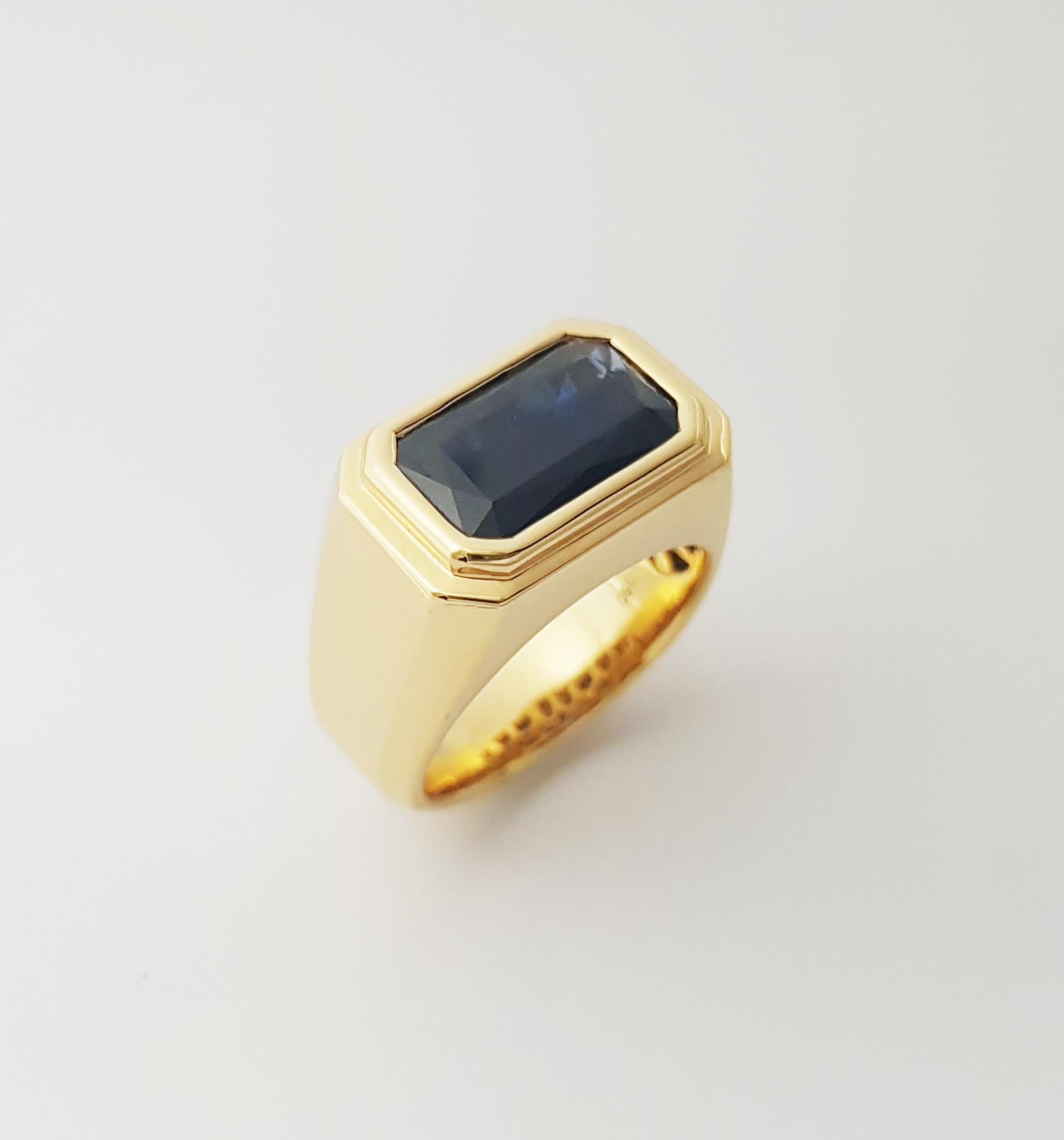 Ring mit blauem Saphir in 18 Karat Goldfassungen gefasst im Angebot 5