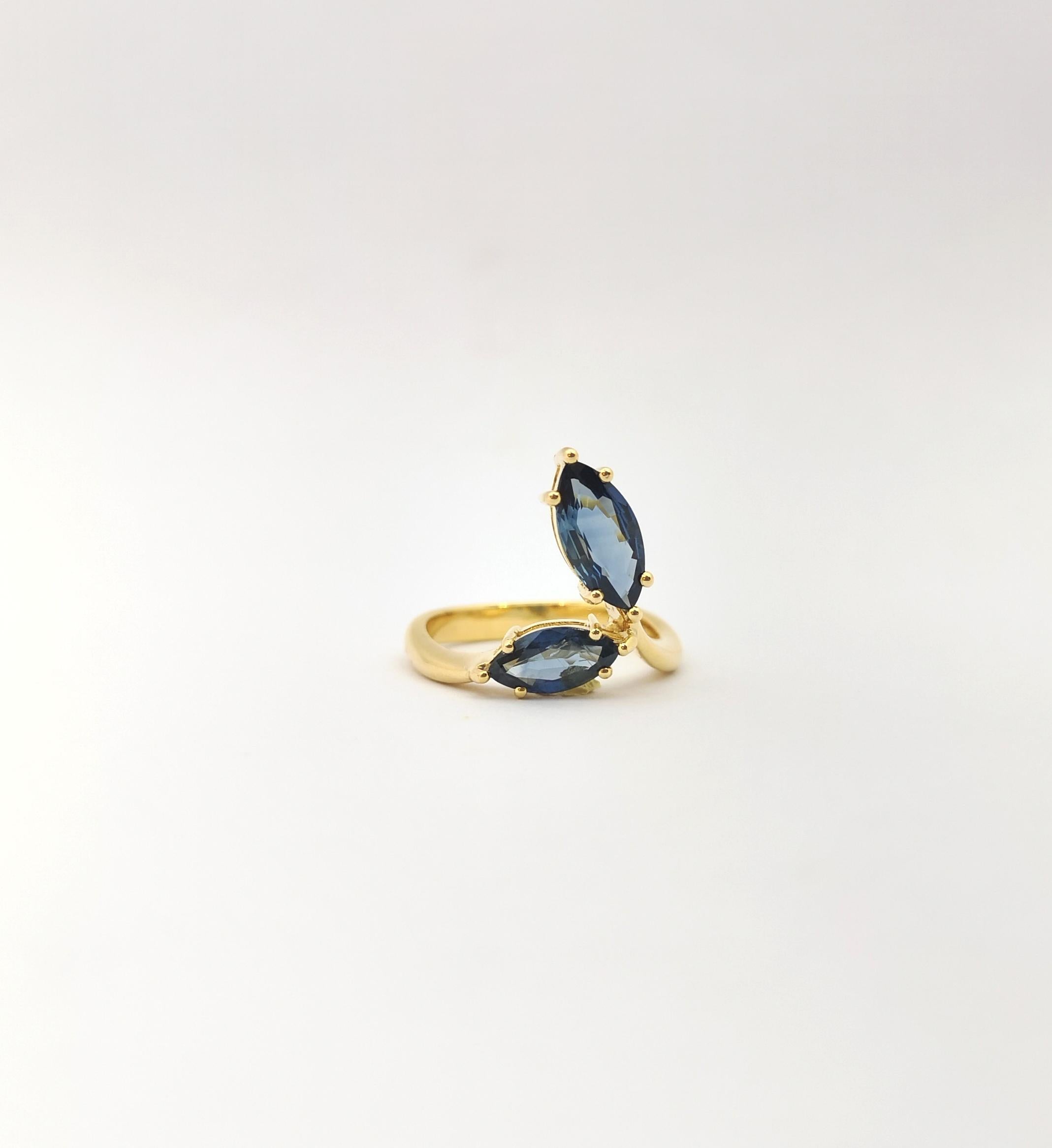 Ring mit blauem Saphir in 18 Karat Goldfassungen gefasst im Angebot 6