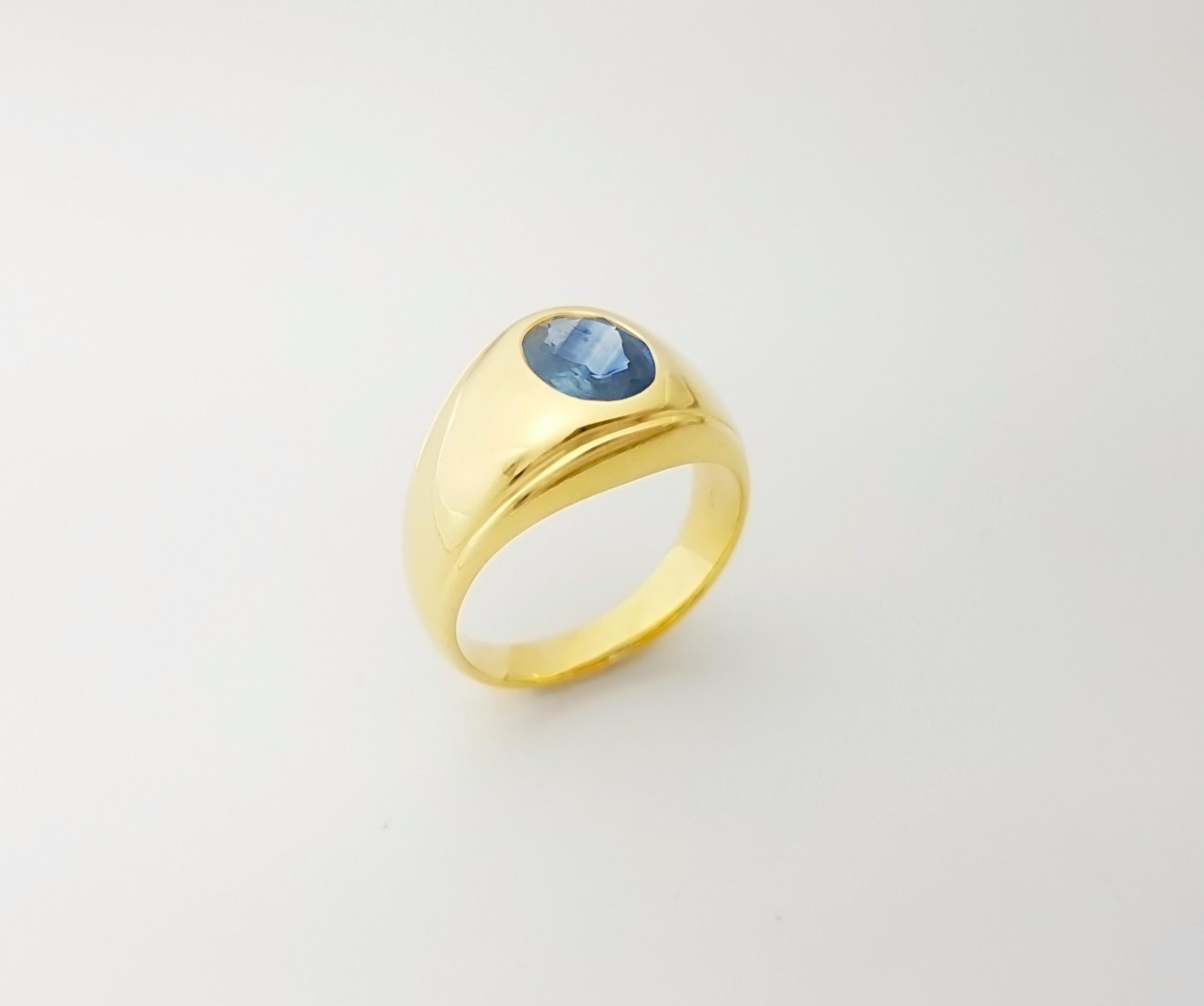 Ring mit blauem Saphir in 18 Karat Goldfassungen gefasst im Angebot 6