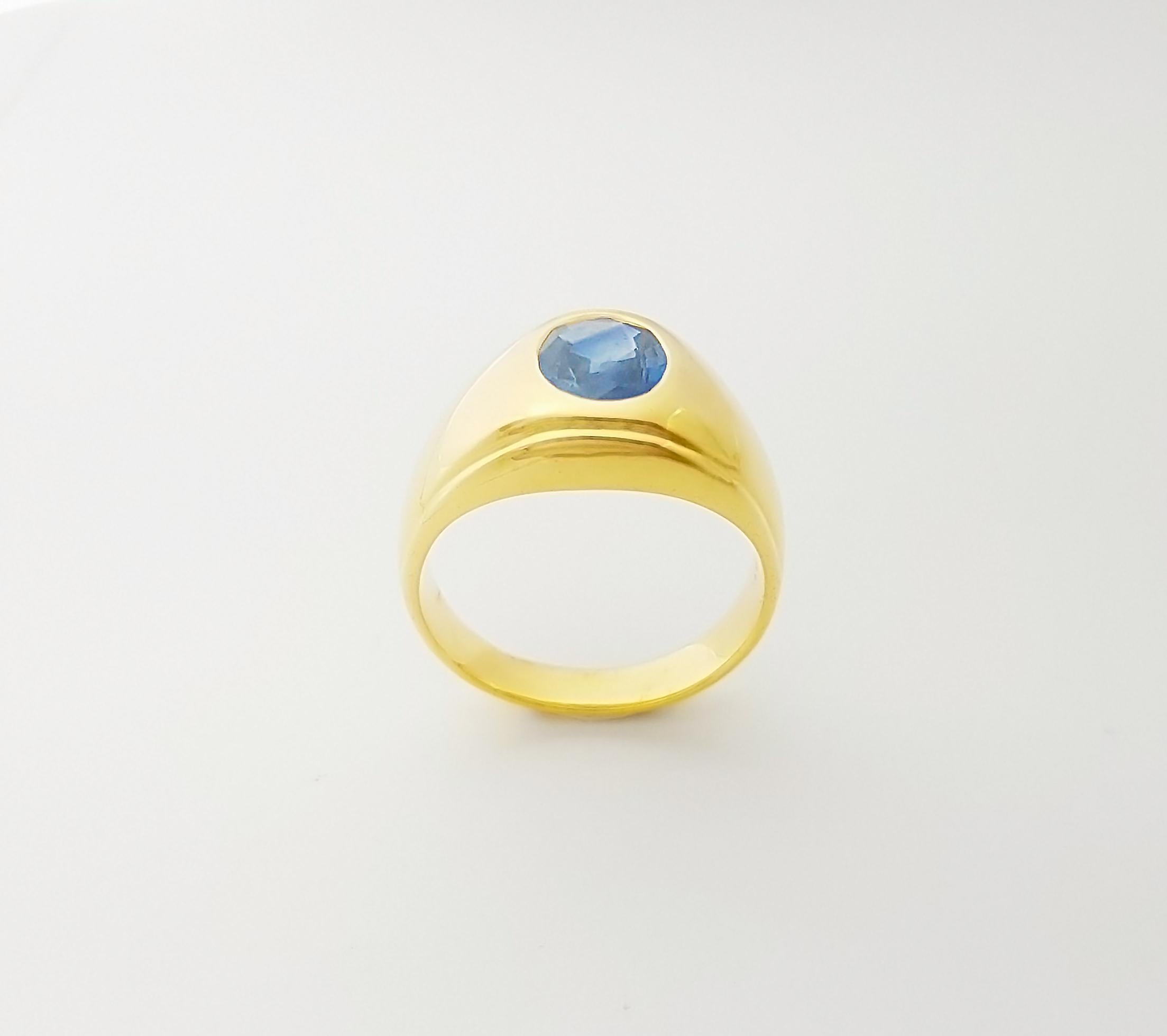 Ring mit blauem Saphir in 18 Karat Goldfassungen gefasst im Angebot 7