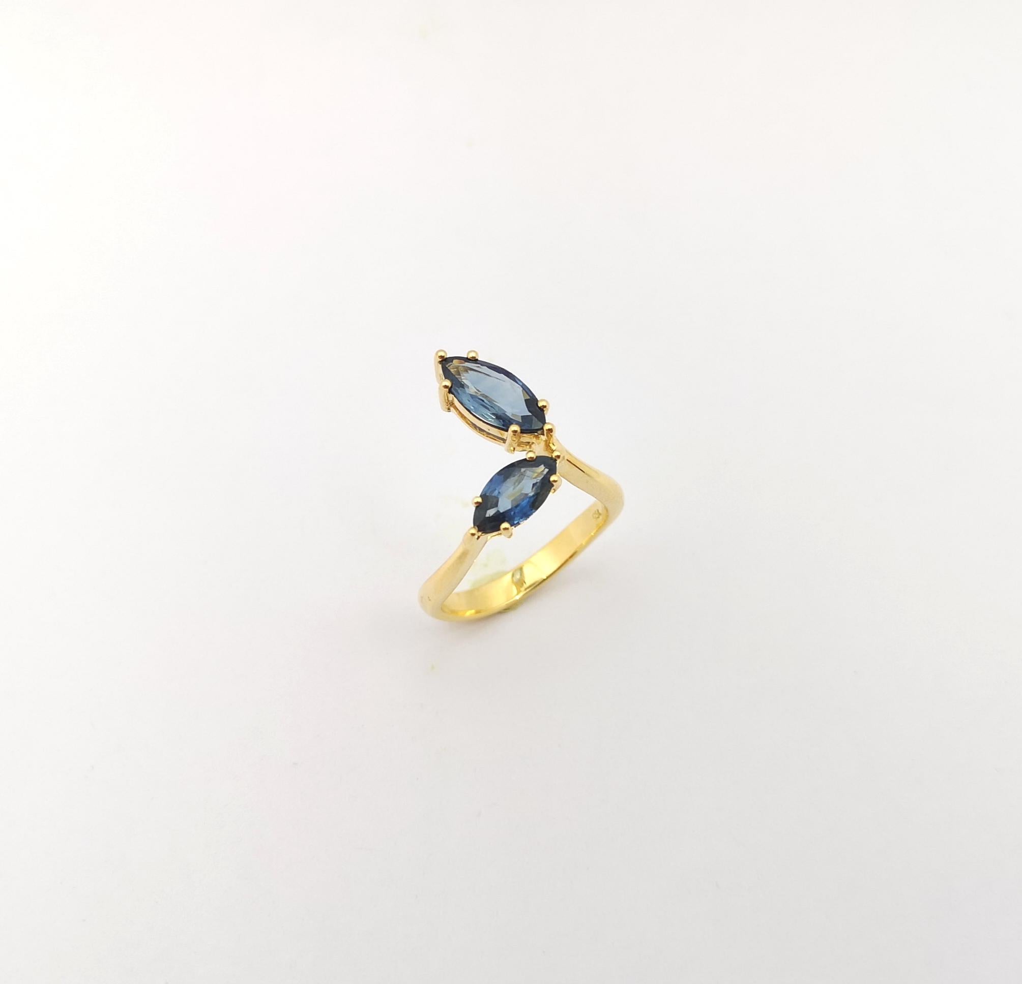 Ring mit blauem Saphir in 18 Karat Goldfassungen gefasst im Angebot 8