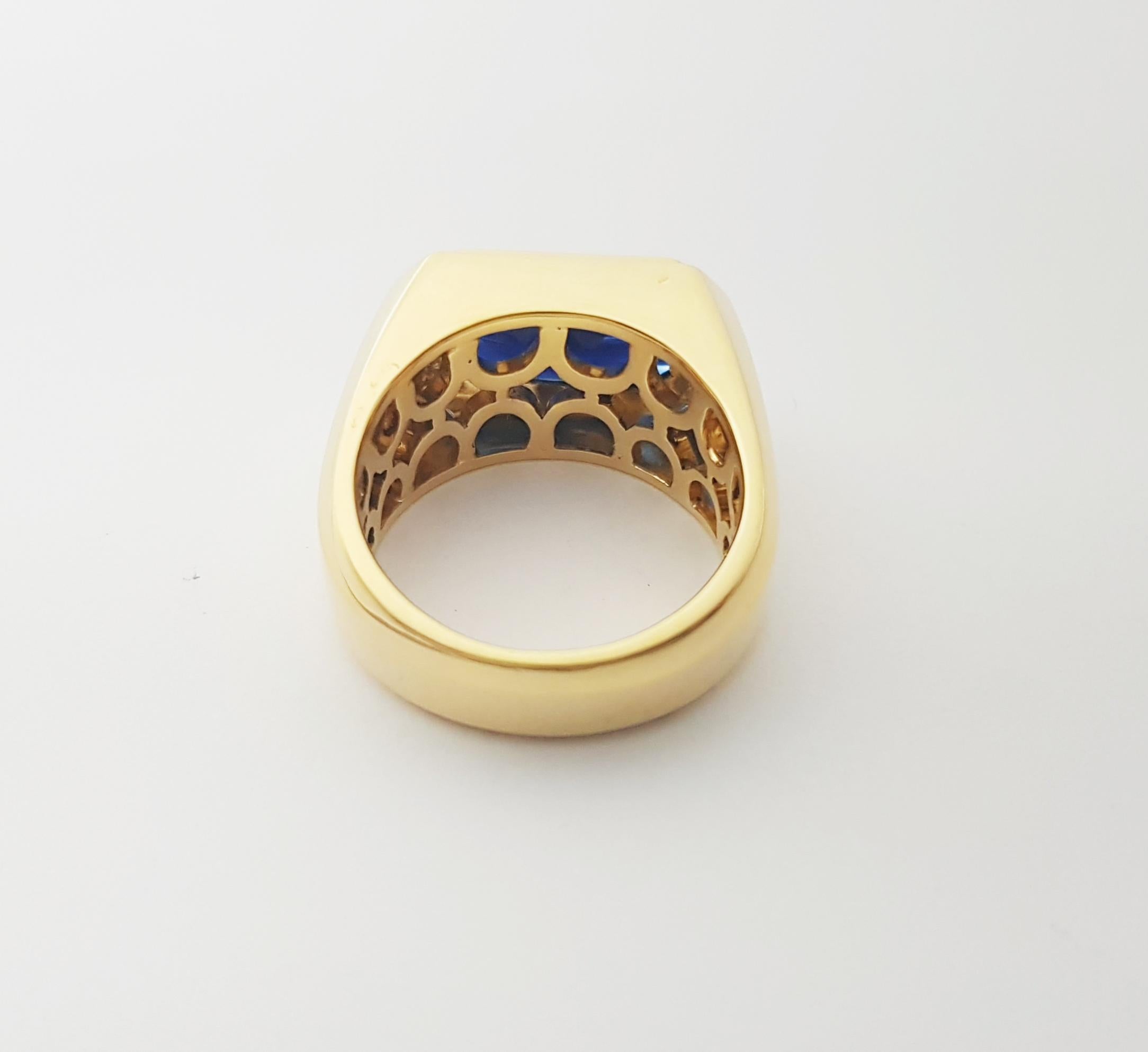 Ring mit blauem Saphir in 18 Karat Goldfassungen gefasst im Angebot 8