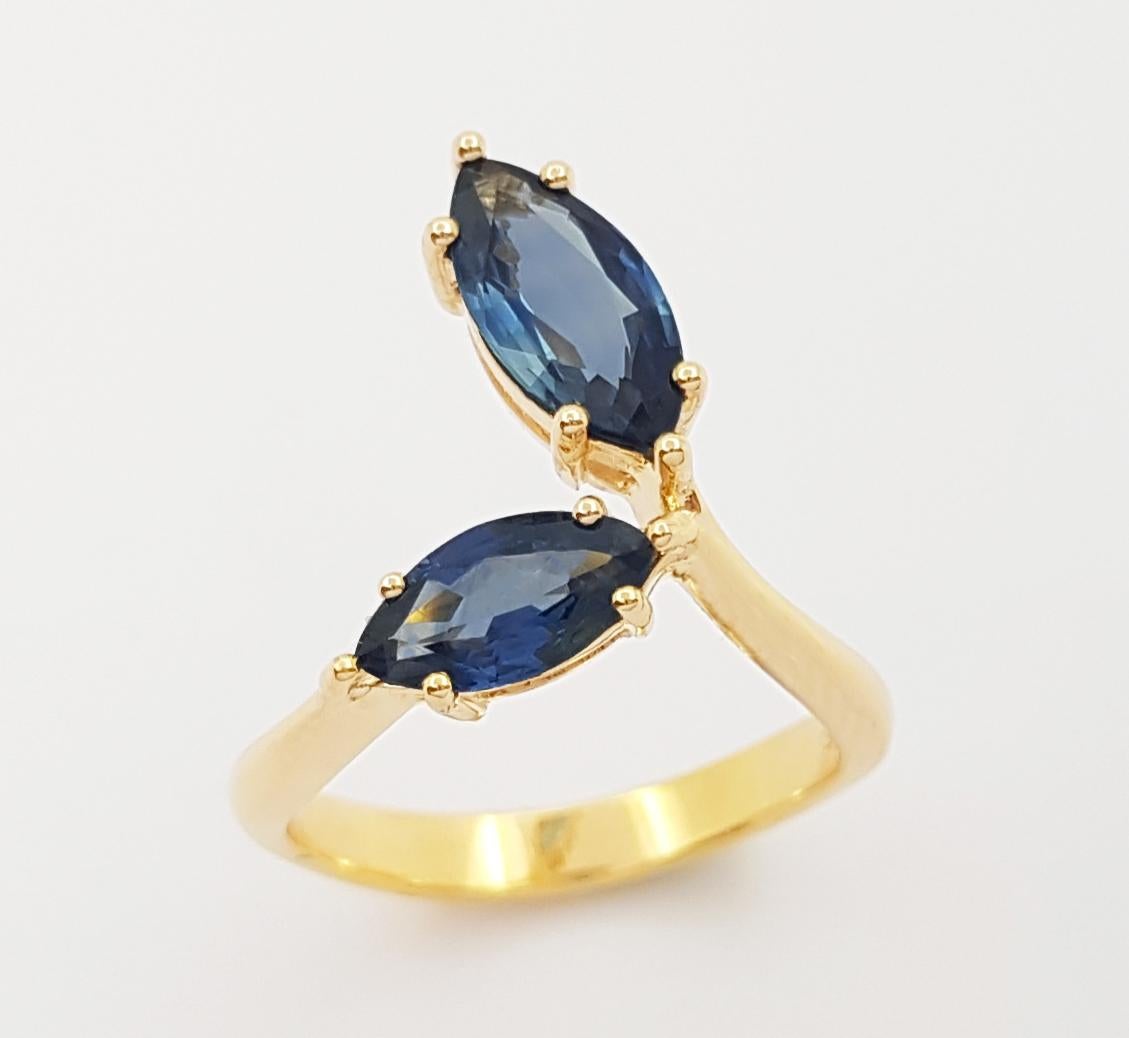 Ring mit blauem Saphir in 18 Karat Goldfassungen gefasst im Angebot 3