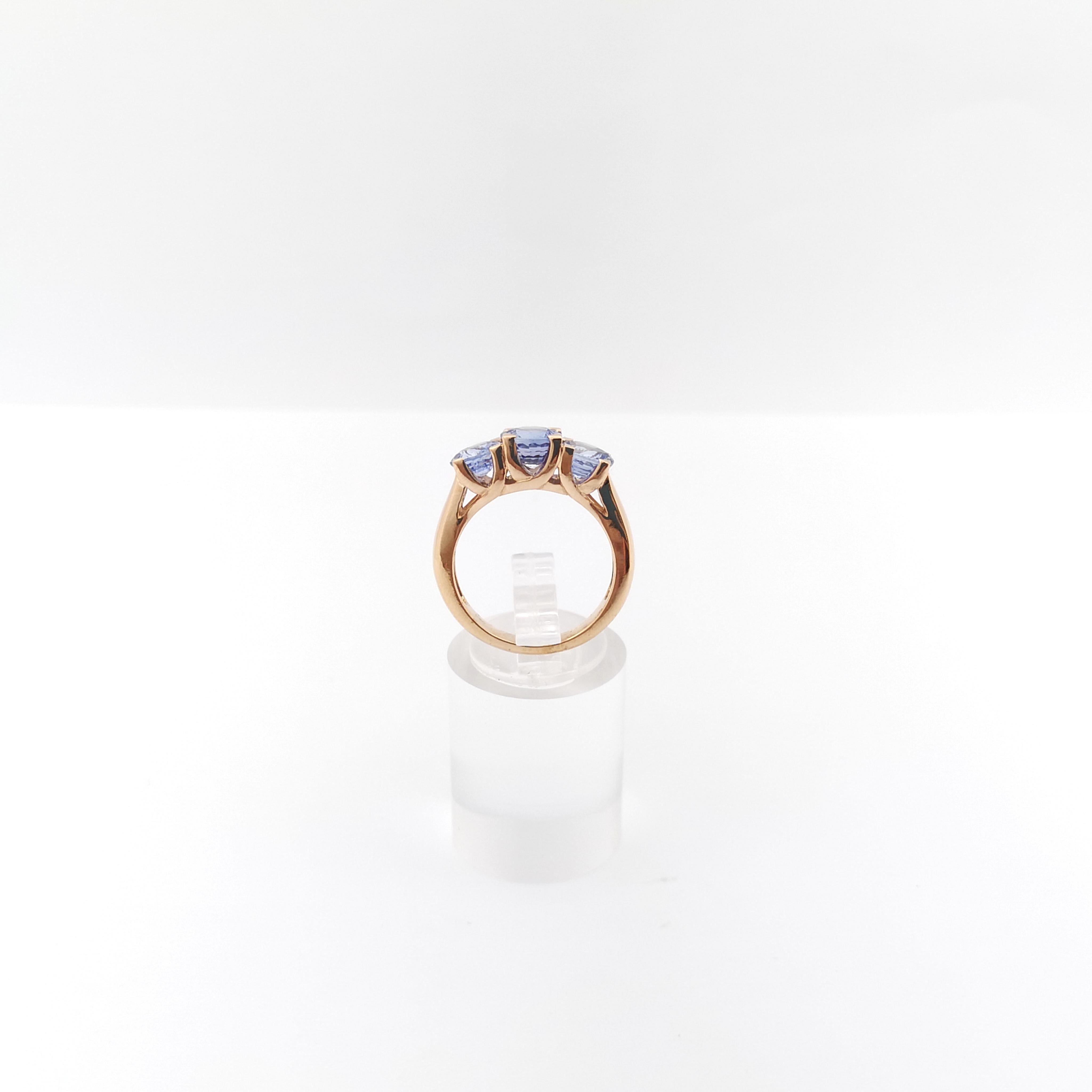 Ring mit blauem Saphir in 18 Karat Roségoldfassungen gefasst im Angebot 7