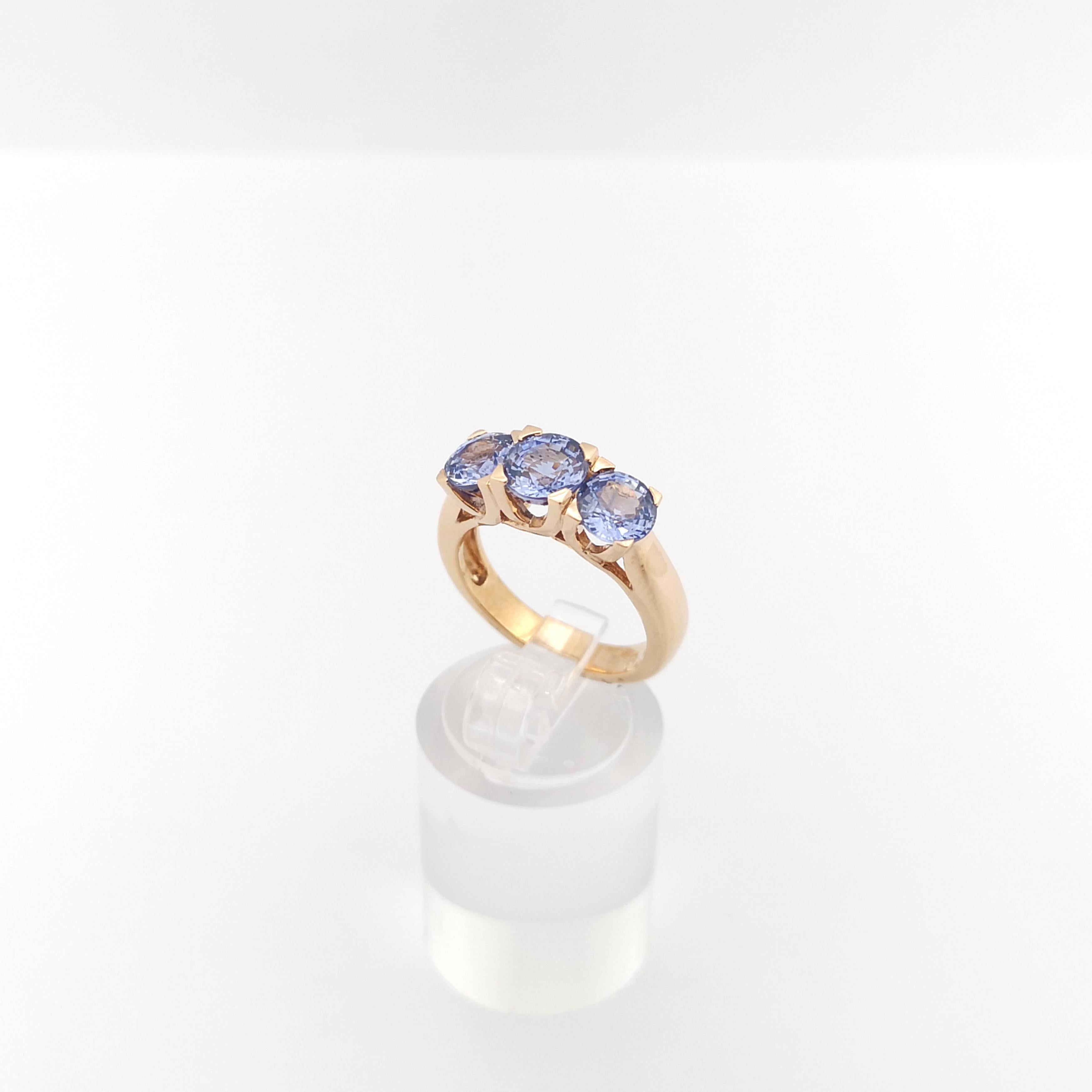 Ring mit blauem Saphir in 18 Karat Roségoldfassungen gefasst im Angebot 9