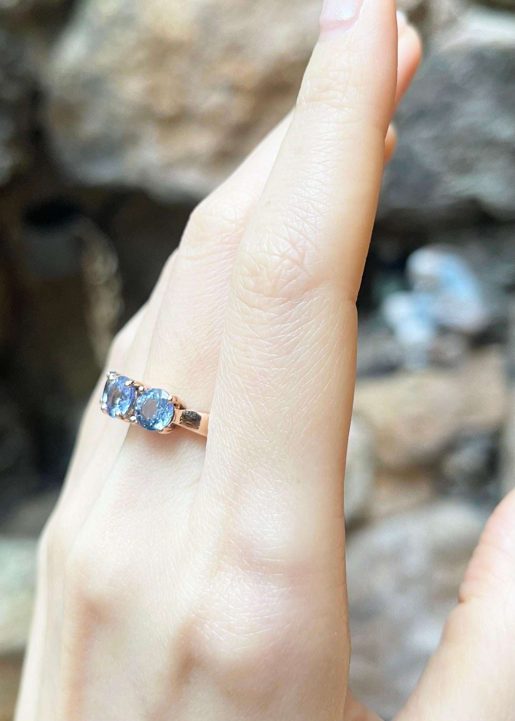Blue Sapphire Ring set in 18K Rose Gold Settings In New Condition For Sale In Bangkok, TH