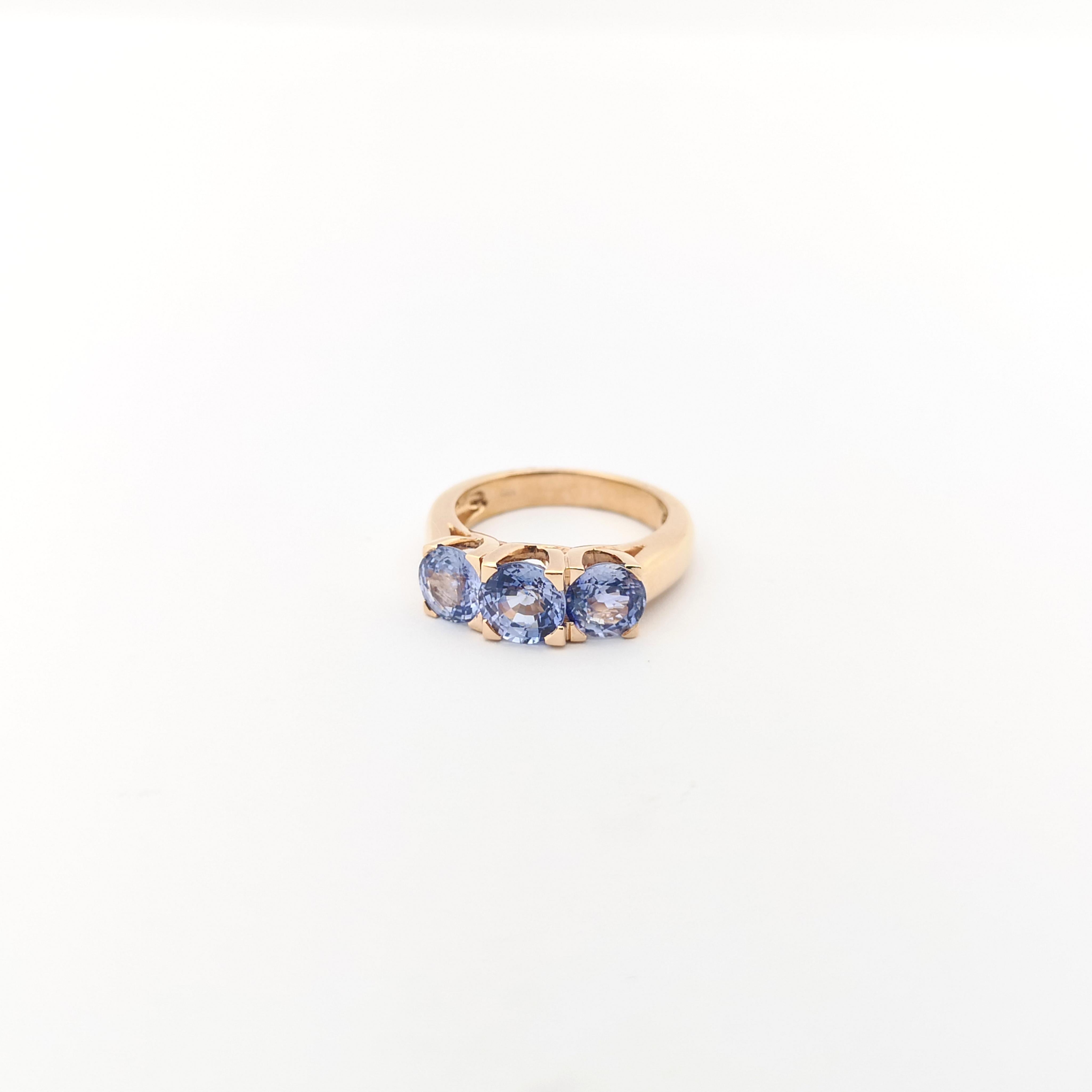 Ring mit blauem Saphir in 18 Karat Roségoldfassungen gefasst im Angebot 2