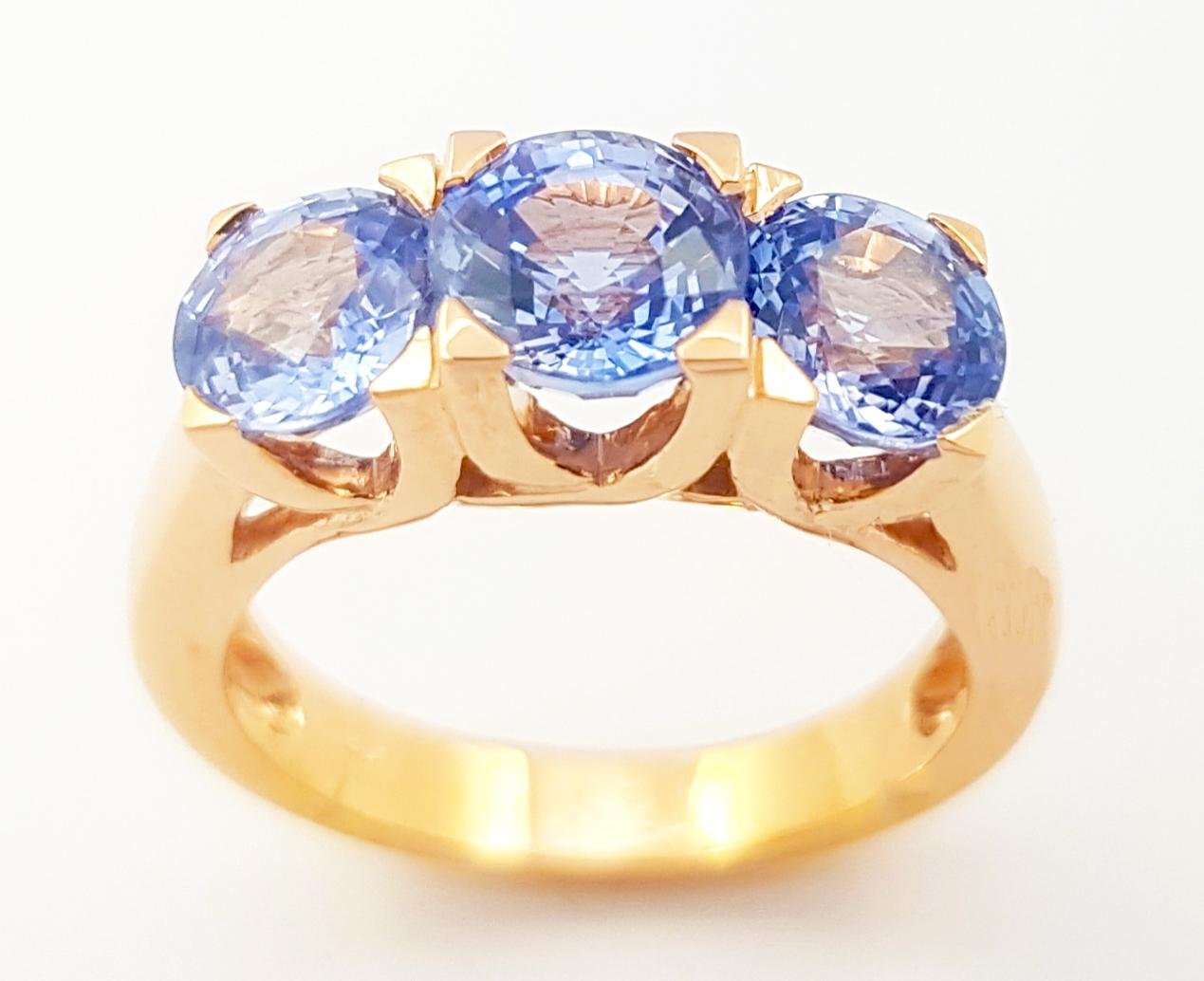 Ring mit blauem Saphir in 18 Karat Roségoldfassungen gefasst im Angebot 3