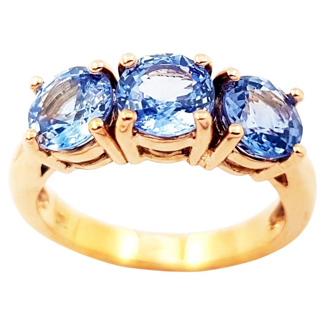 Blue Sapphire Ring set in 18K Rose Gold Settings For Sale
