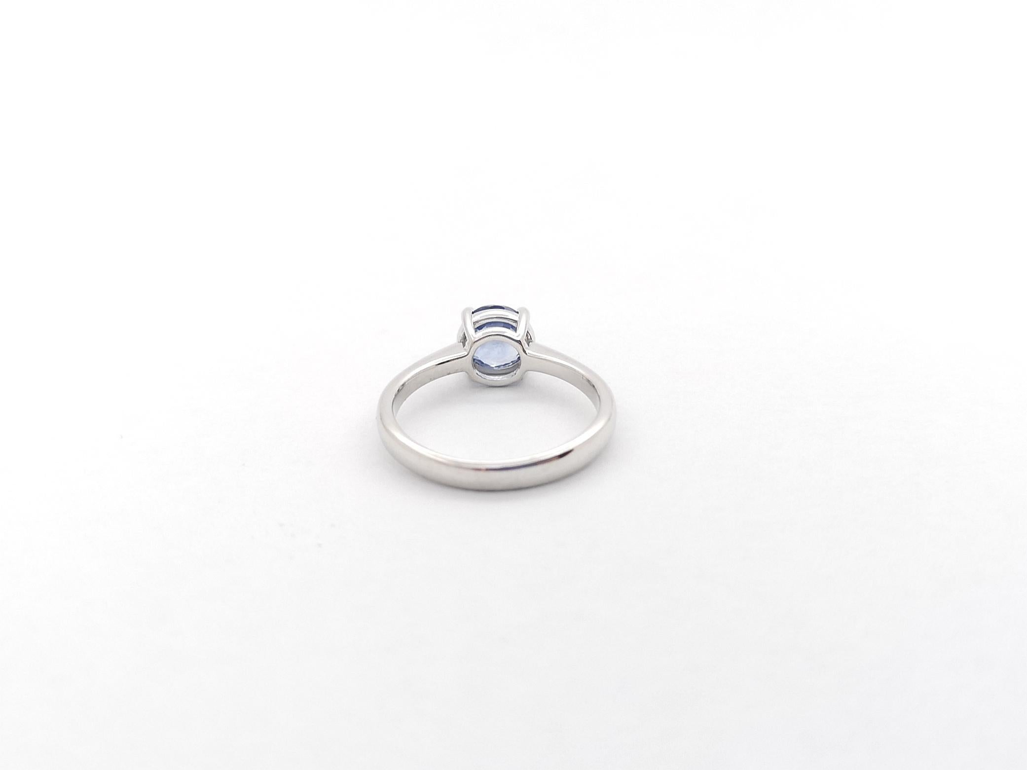 Blue Sapphire Ring set in 18K White Gold Settings For Sale 5