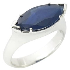 Blauer Saphir-Ring in 18 Karat Weißgold gefasst