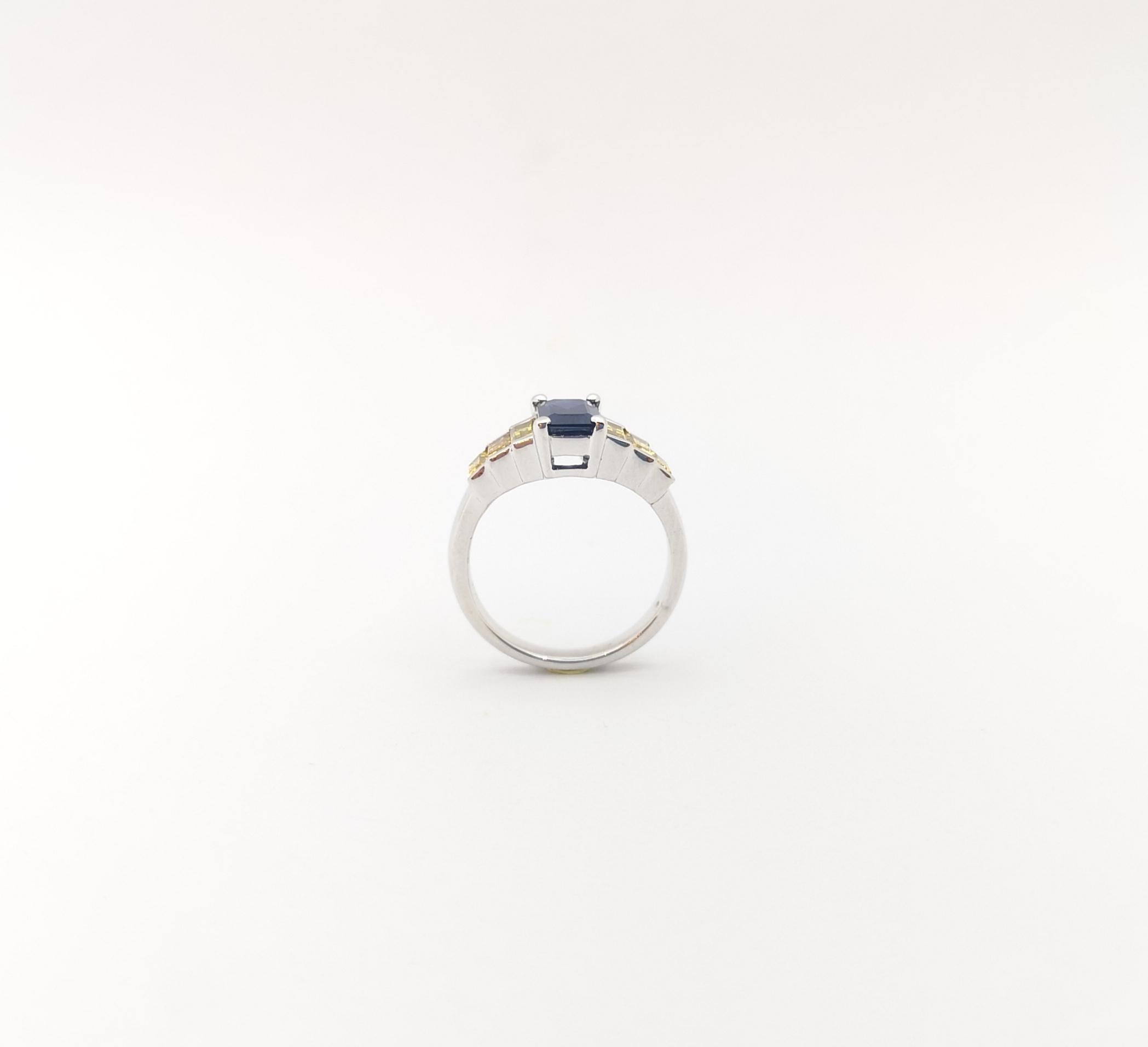 Blue Sapphire Ring set in Platinum 900 Settings For Sale 5