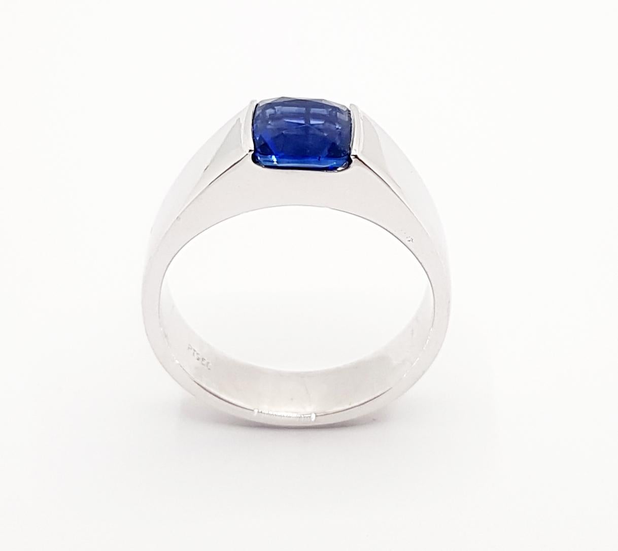 Blue Sapphire Ring Set in Platinum 950 Settings For Sale 3