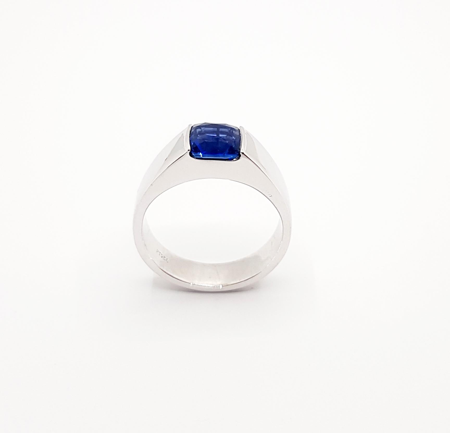 Blue Sapphire Ring Set in Platinum 950 Settings For Sale 4