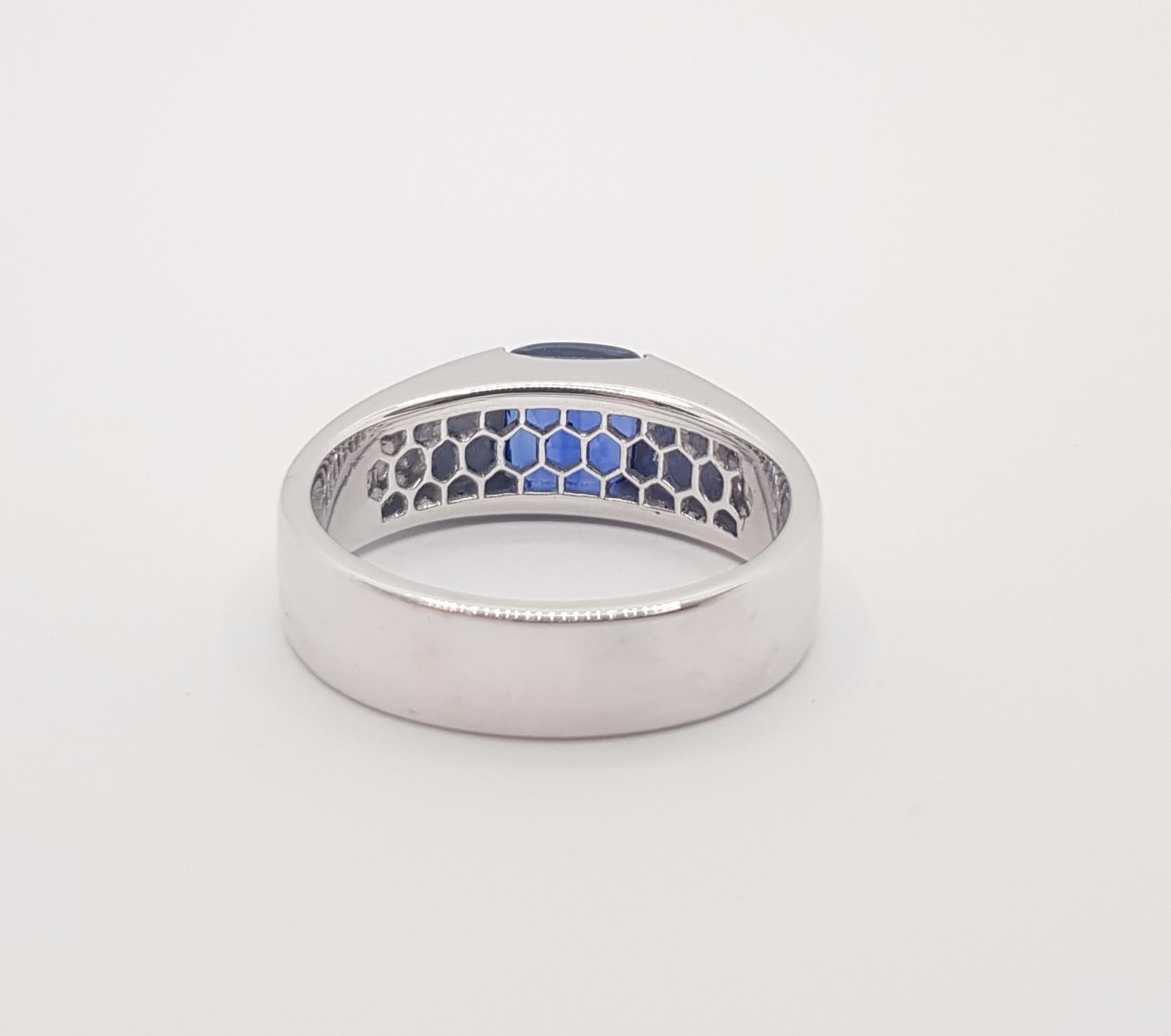 Blue Sapphire Ring Set in Platinum 950 Settings For Sale 5