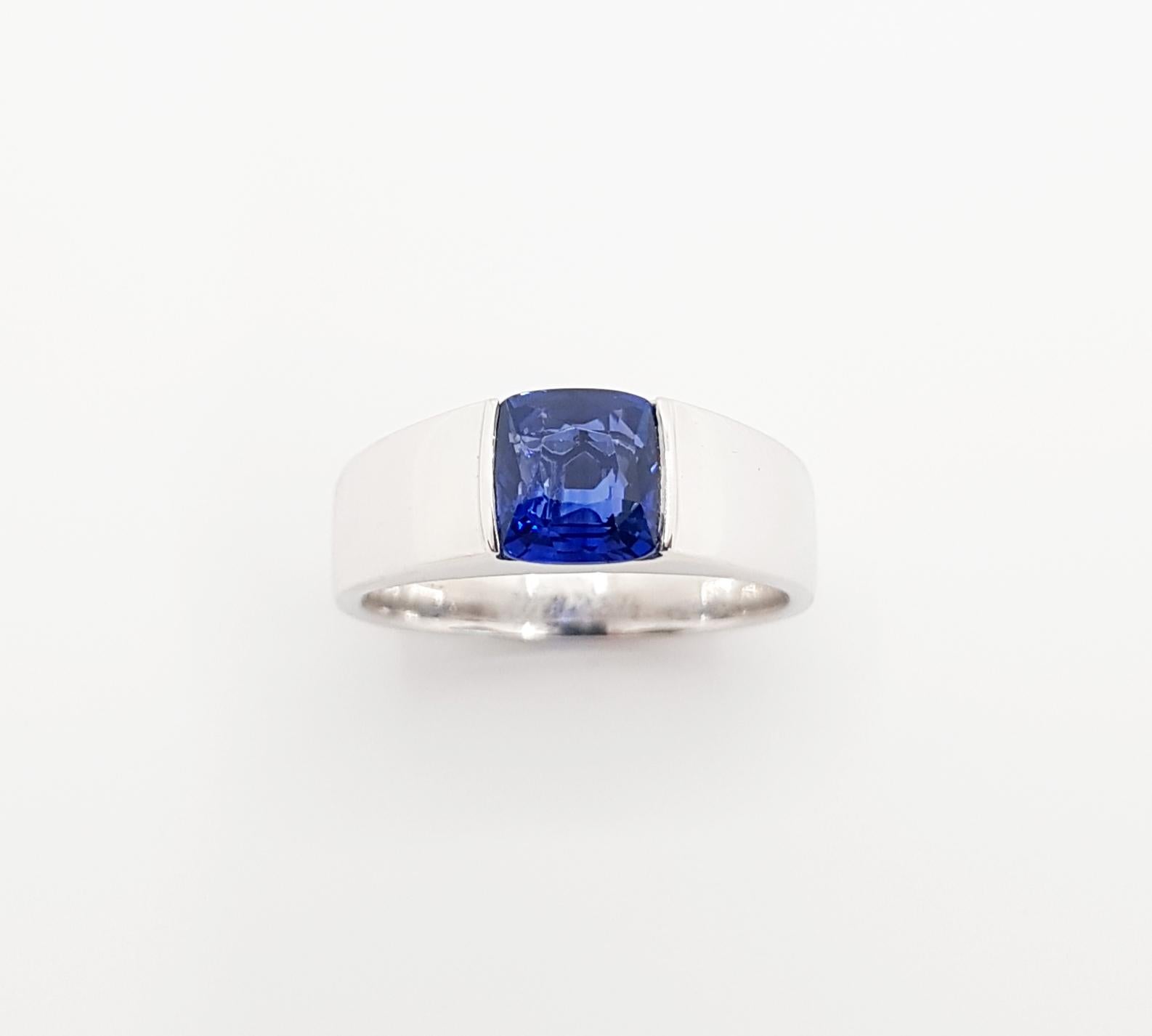 Blue Sapphire Ring Set in Platinum 950 Settings For Sale 6