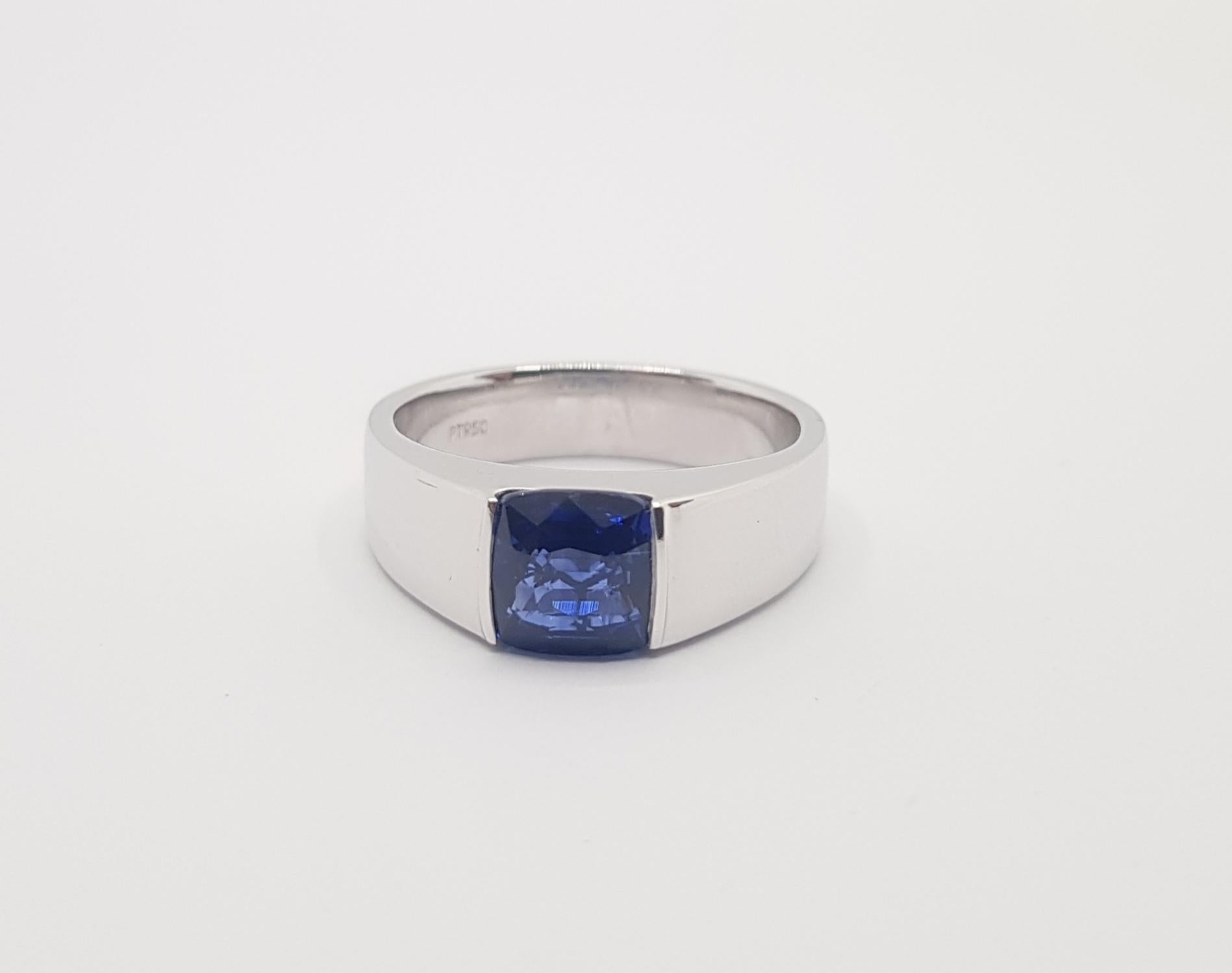Blue Sapphire Ring Set in Platinum 950 Settings For Sale 7