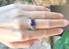 Blue Sapphire Ring Set in Platinum 950 Settings