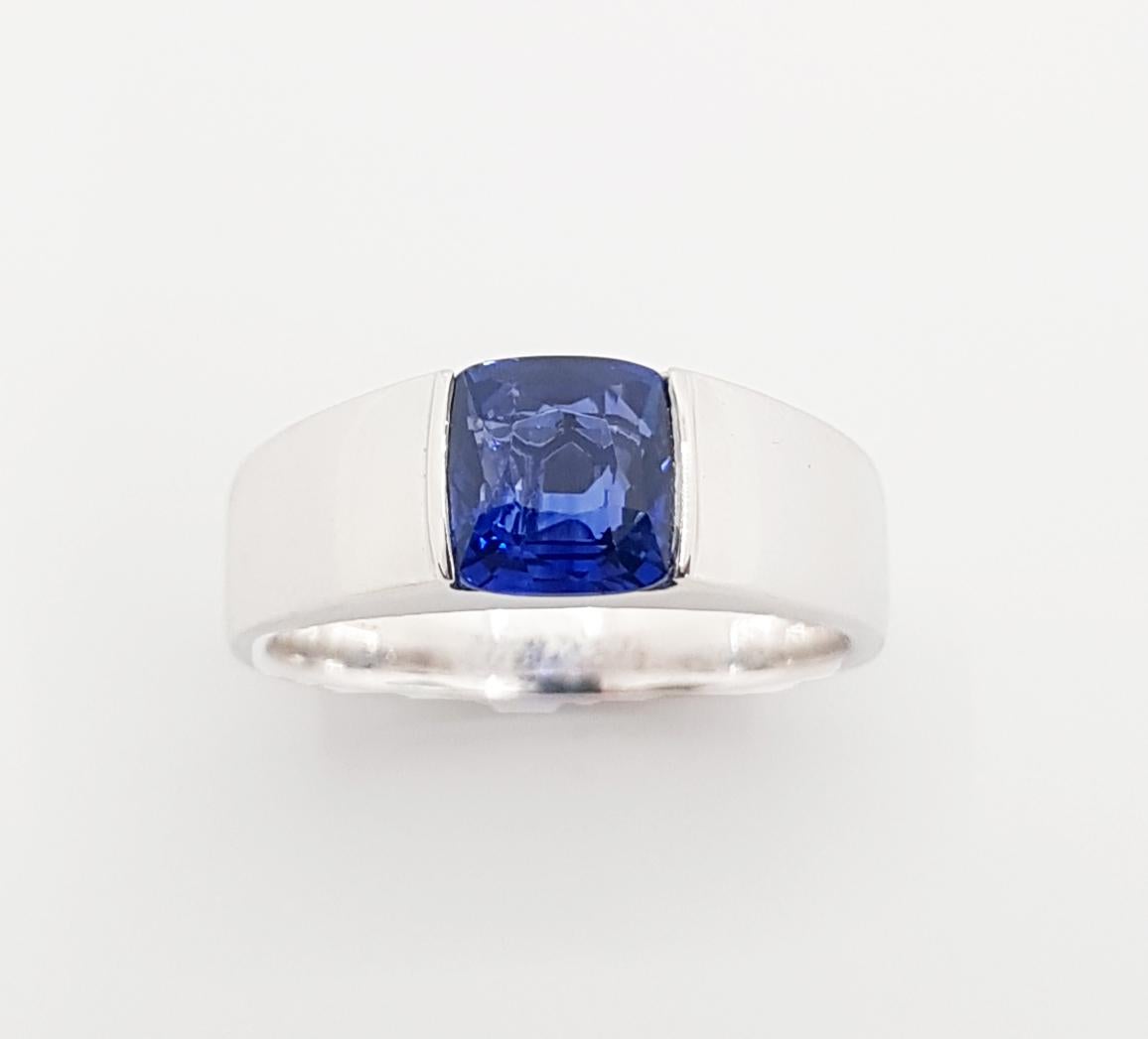 Blue Sapphire Ring Set in Platinum 950 Settings For Sale 2