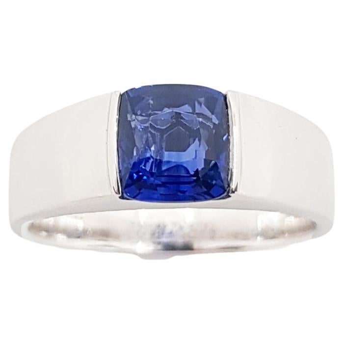 Blue Sapphire Ring Set in Platinum 950 Settings For Sale