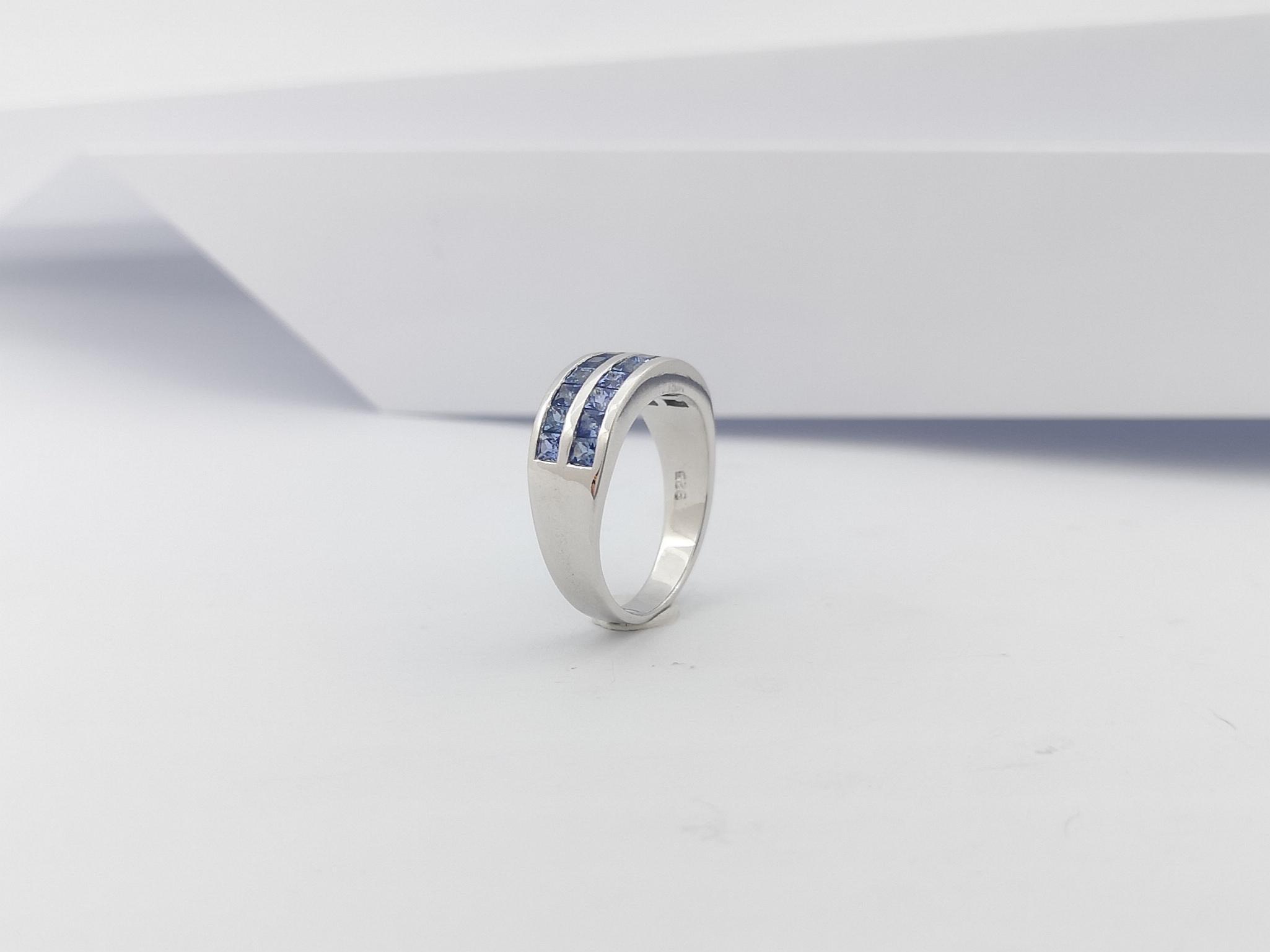 Blauer Saphir  Ring in Silberfassung gefasst im Angebot 10