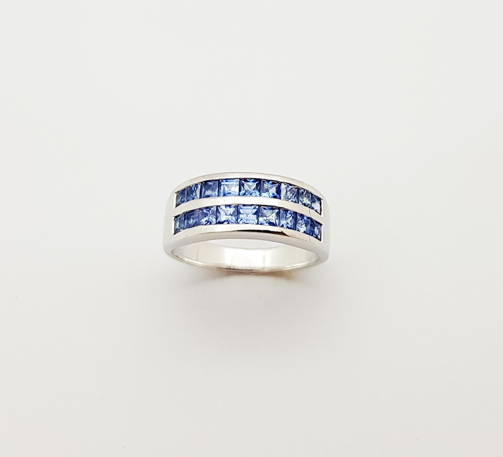 Blauer Saphir  Ring in Silberfassung gefasst im Angebot 3