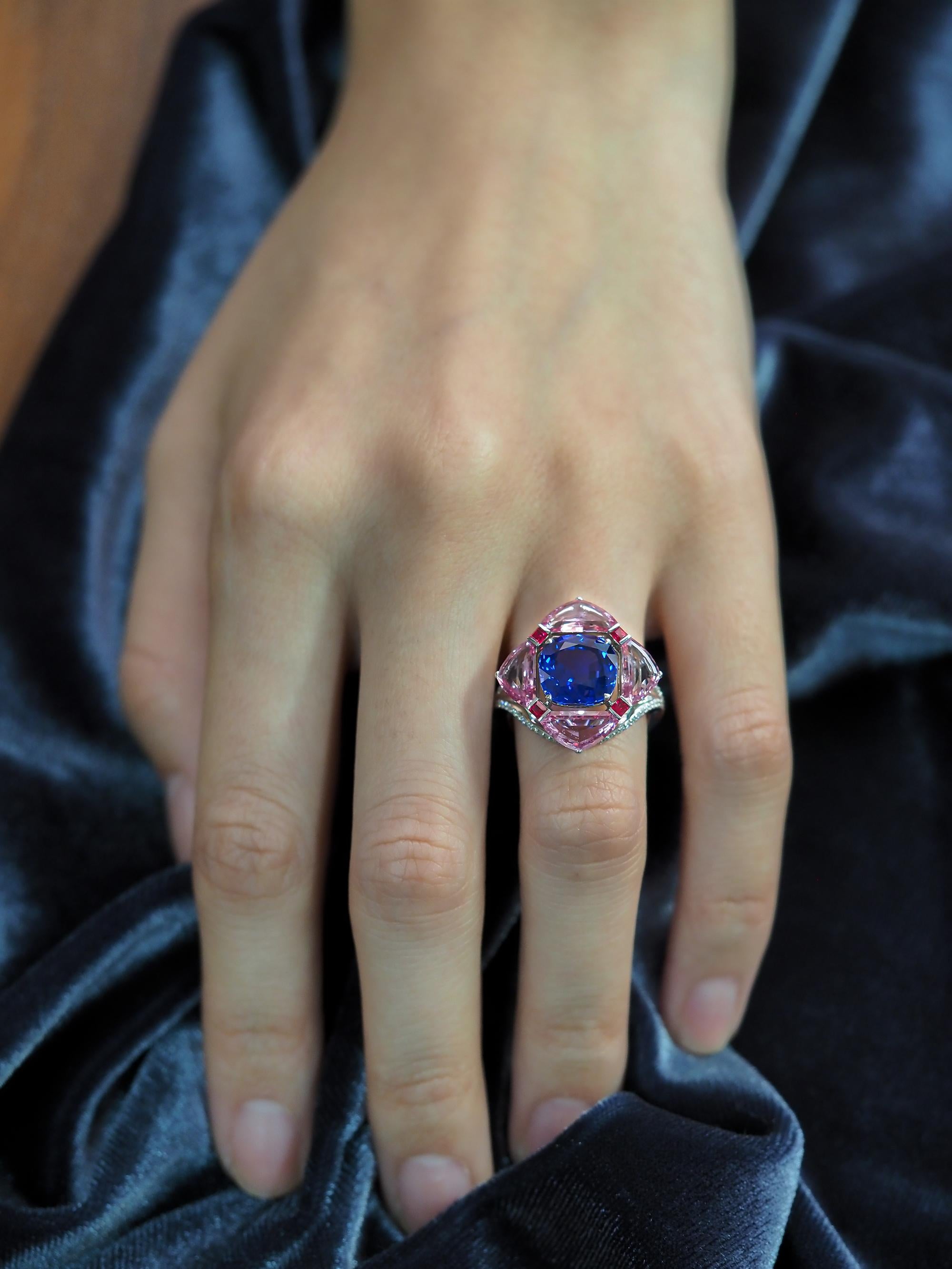 stainless steel blue sapphire ring