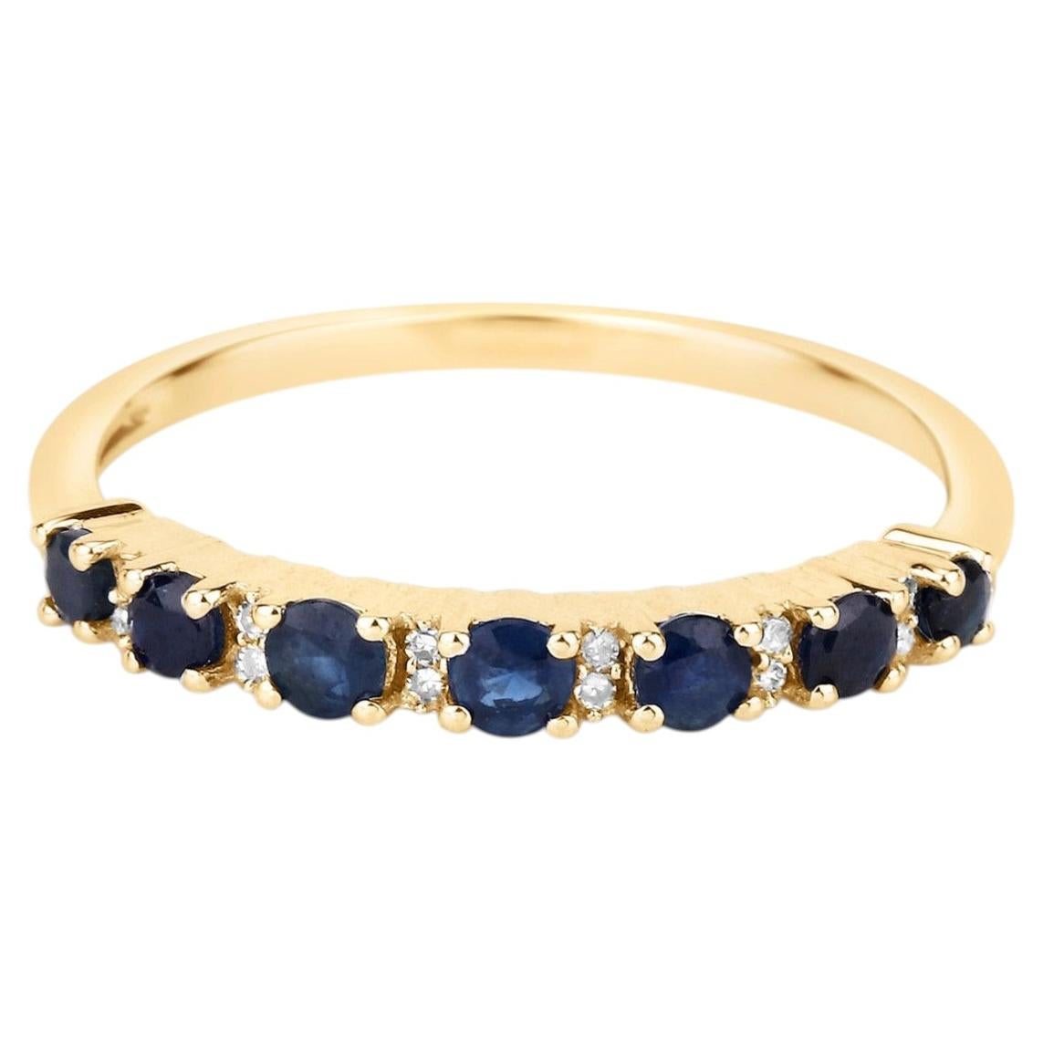 Ring mit blauem Saphir und Diamanten (0,34 Karat) aus 14-karätigem Gelbgold