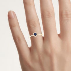 Blue Sapphire Ring With Diamonds 0.36 Carats 14K Yellow Gold