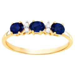 Blue Sapphire Ring With Diamonds 10K Yellow Gold